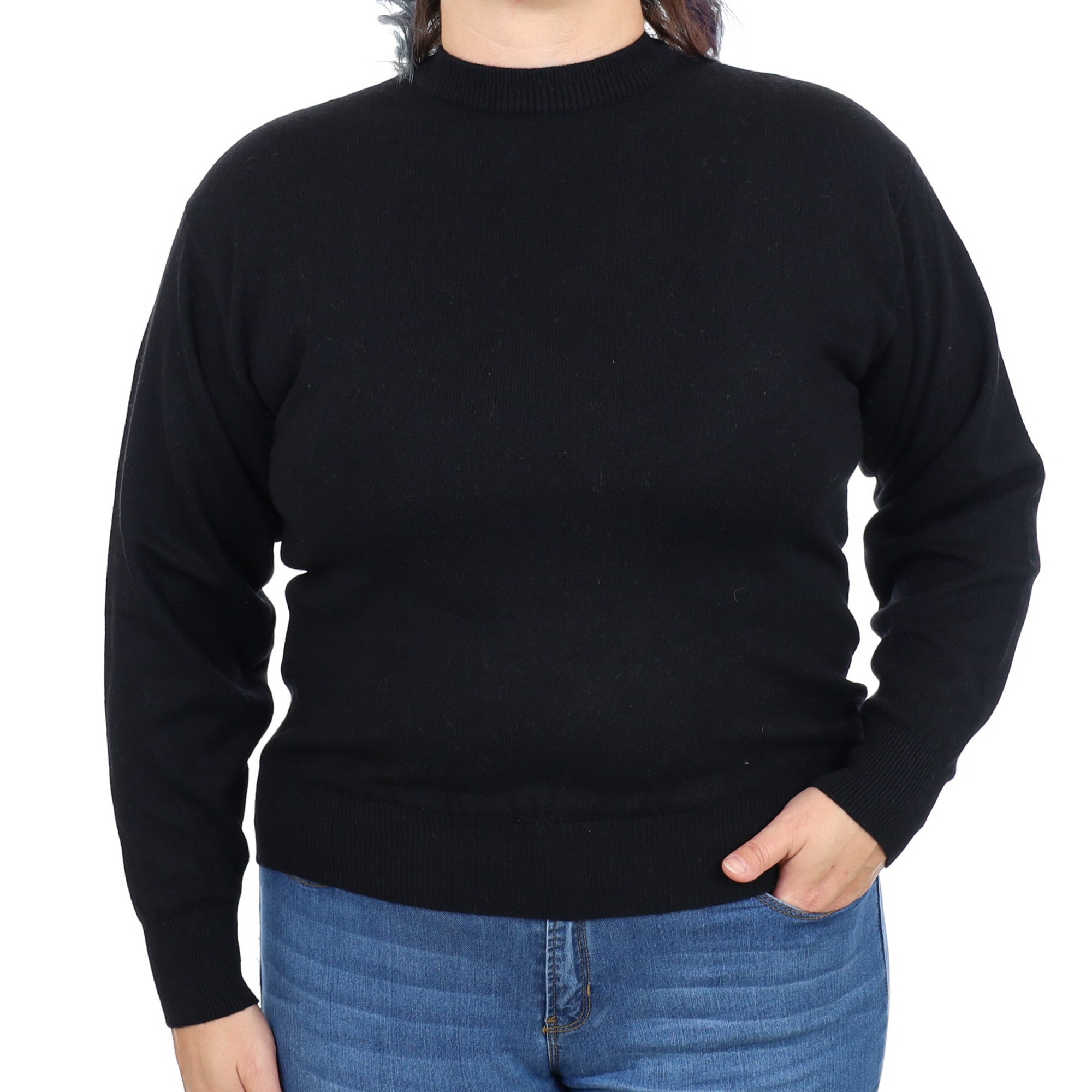 Black Cashmere Crew Neck Jumper Large