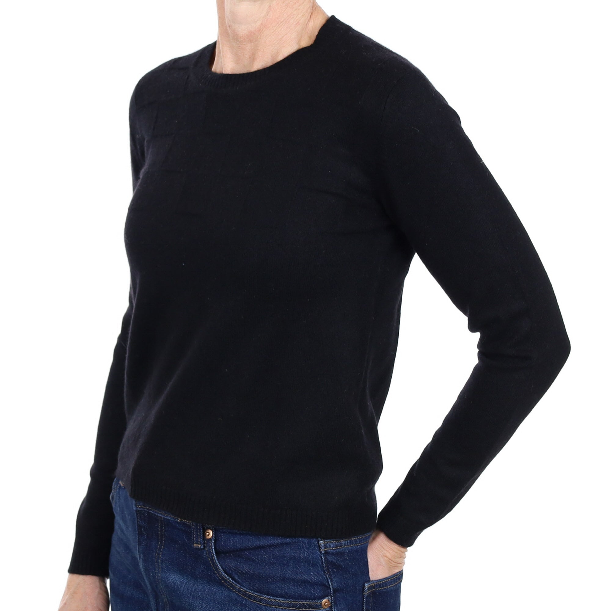 Black Cashmere Crew Neck Jumper Small