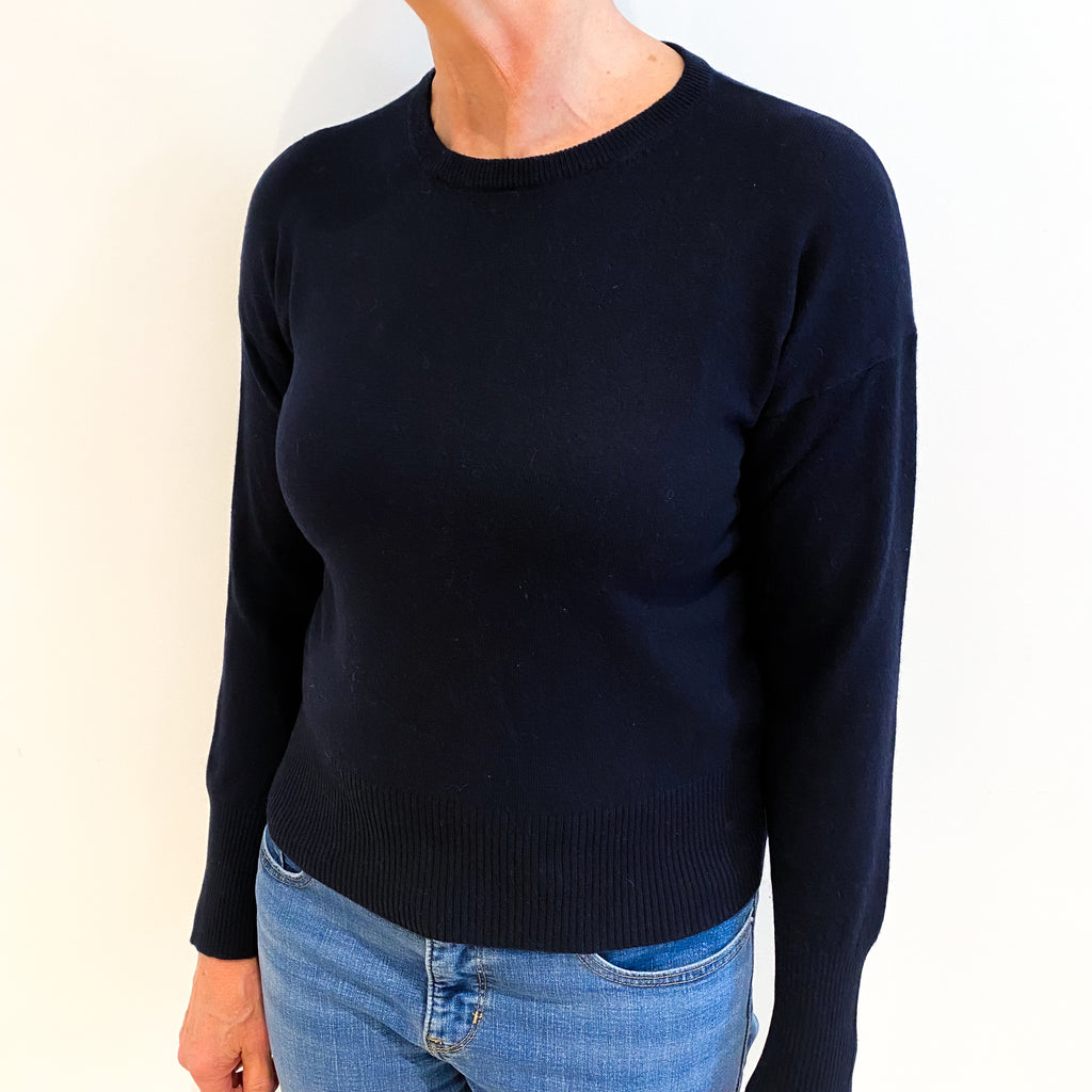 Navy Cashmere Crew Neck Jumper Medium