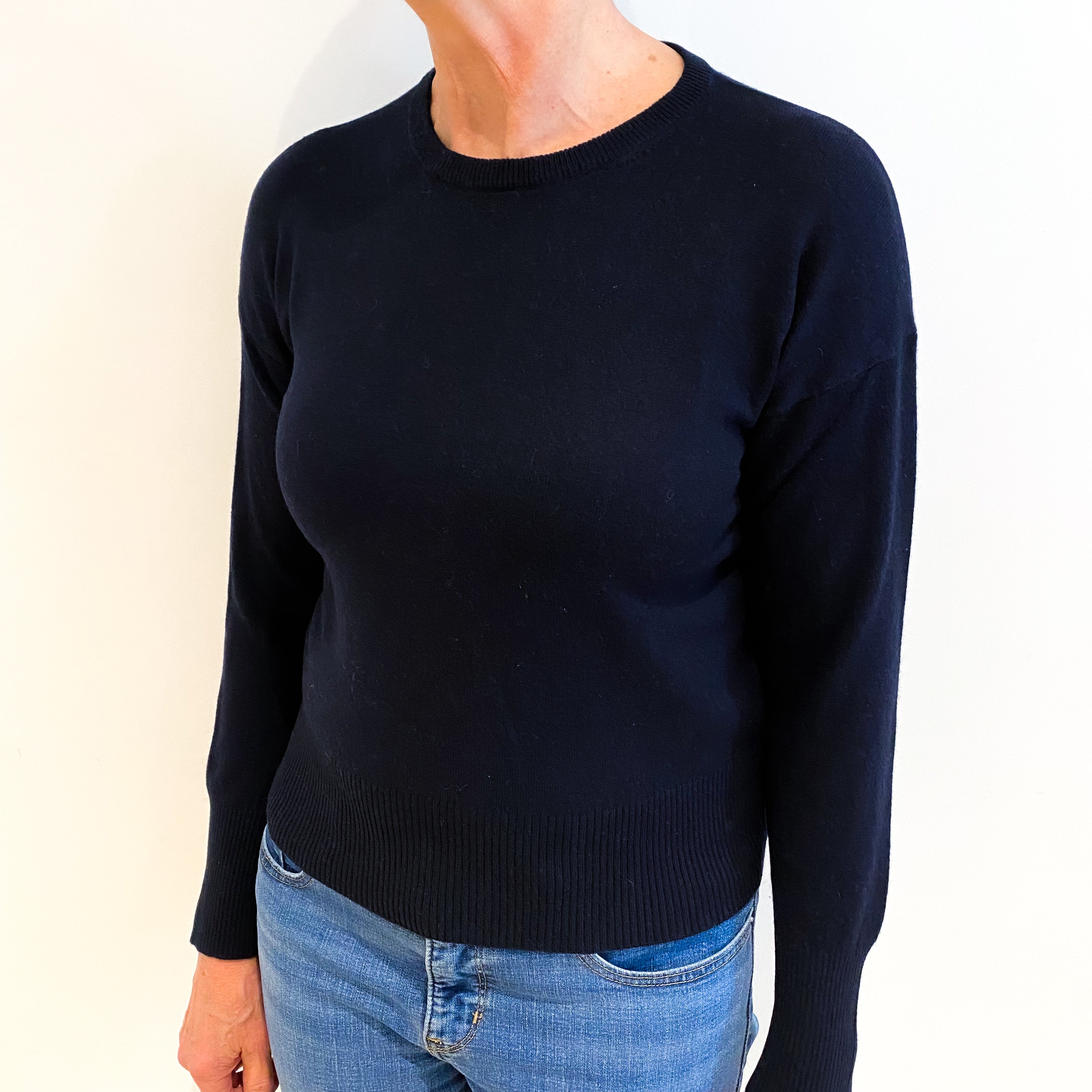 Navy Cashmere Crew Neck Jumper Medium