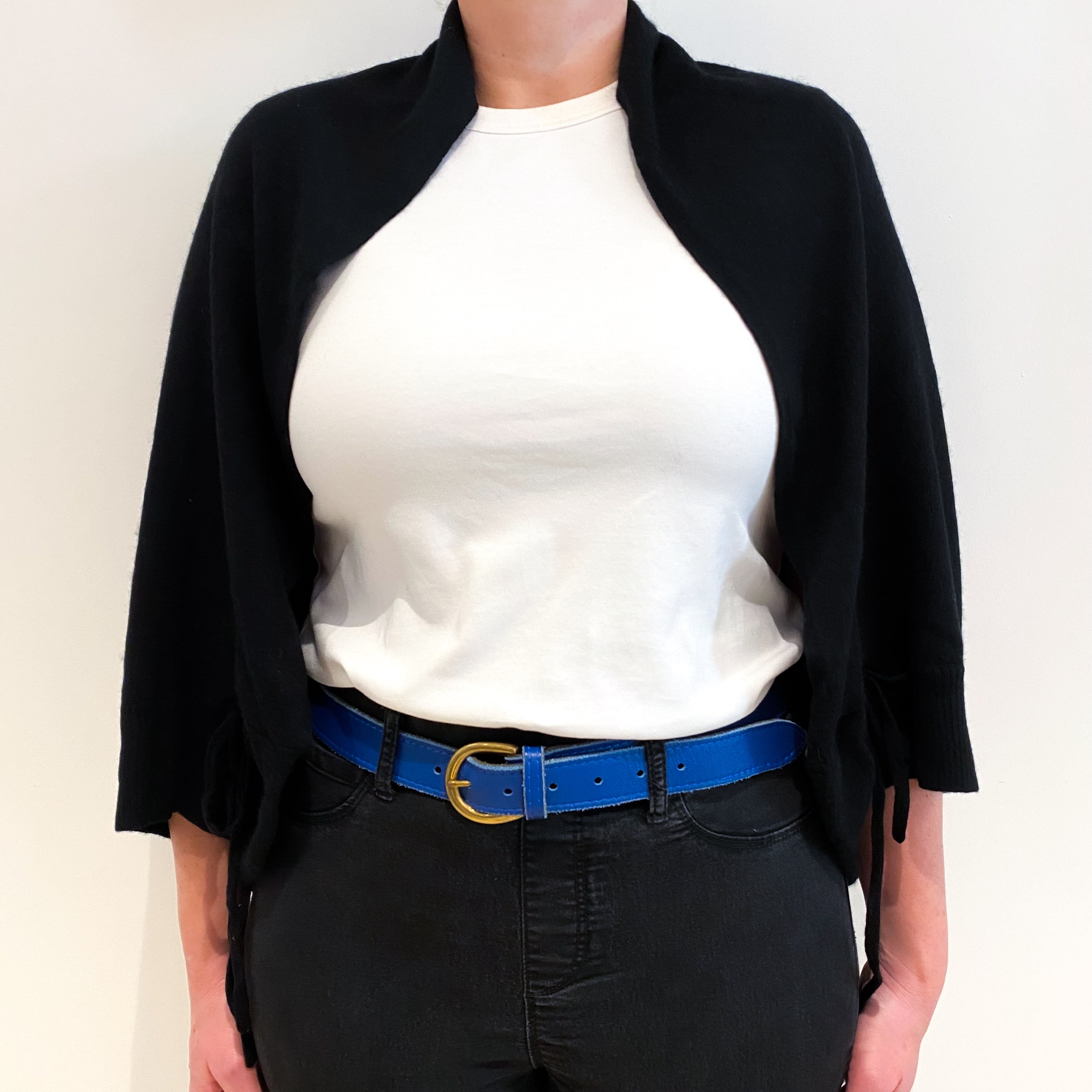 Black Cashmere Shawl Style Cardigan Large