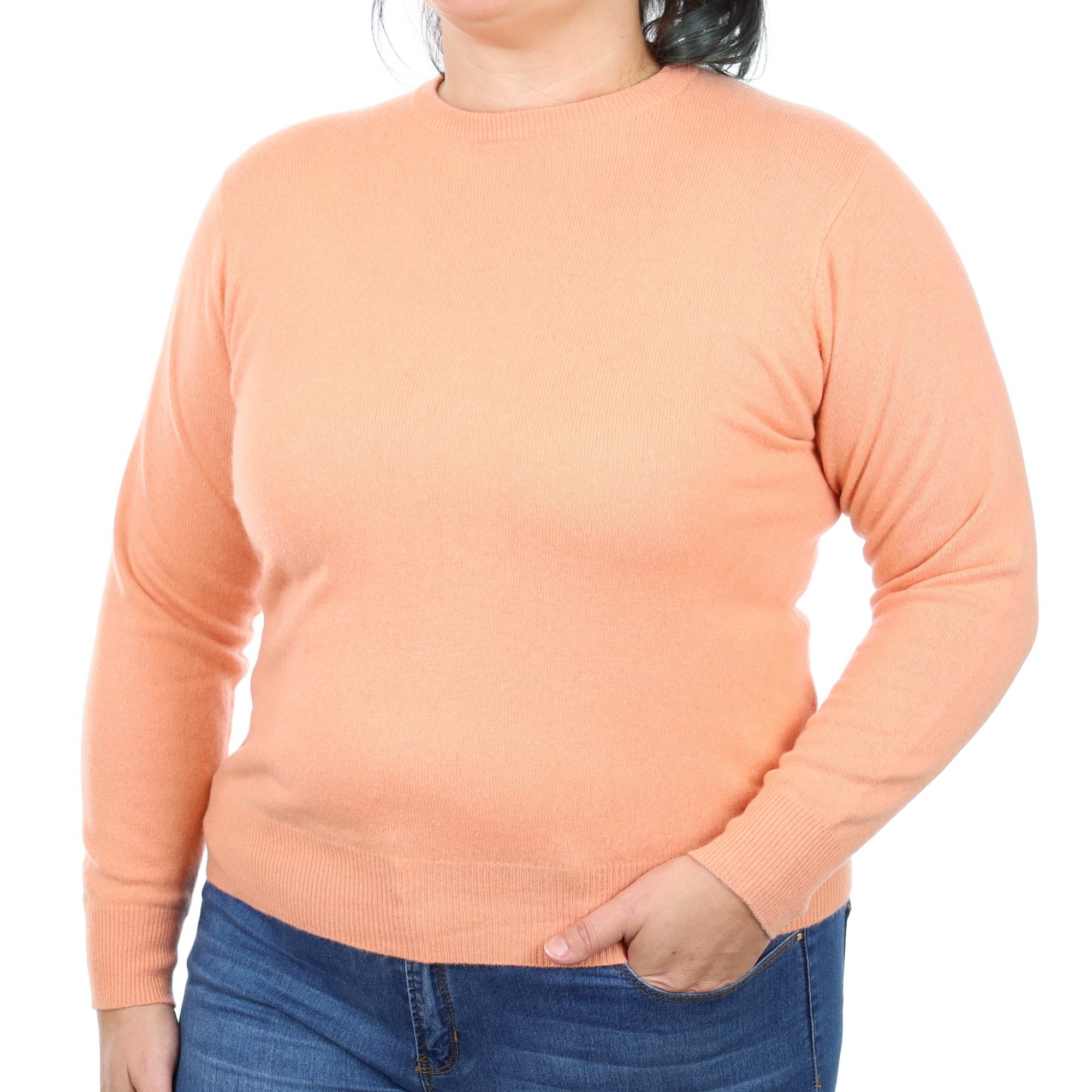 Salmon Pink Cashmere Crew Neck Jumper Large