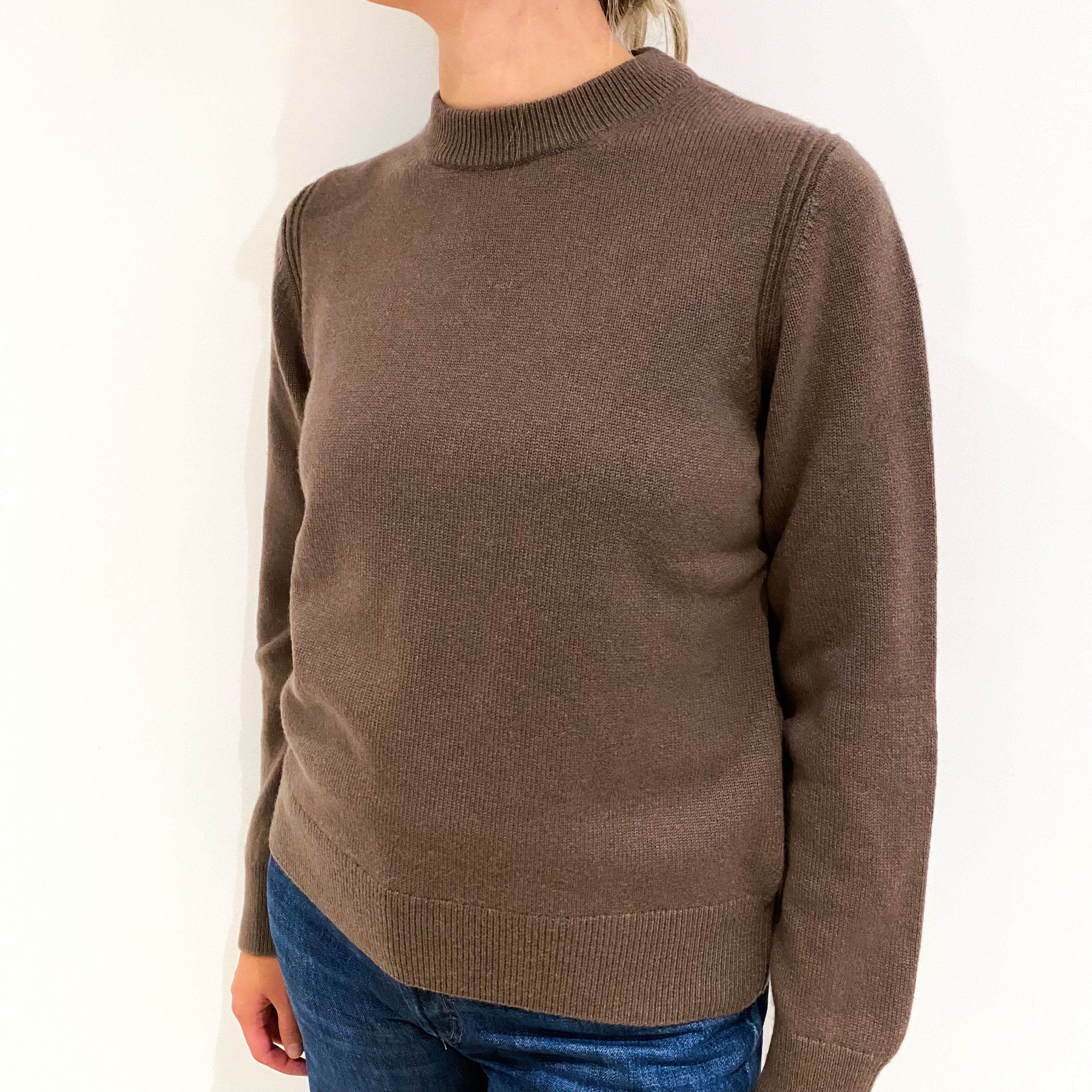 Cos Mocha Brown Heavy Knit Cashmere Crew Neck Jumper Small