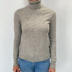 Smoke Grey Cashmere Polo Neck Jumper Small