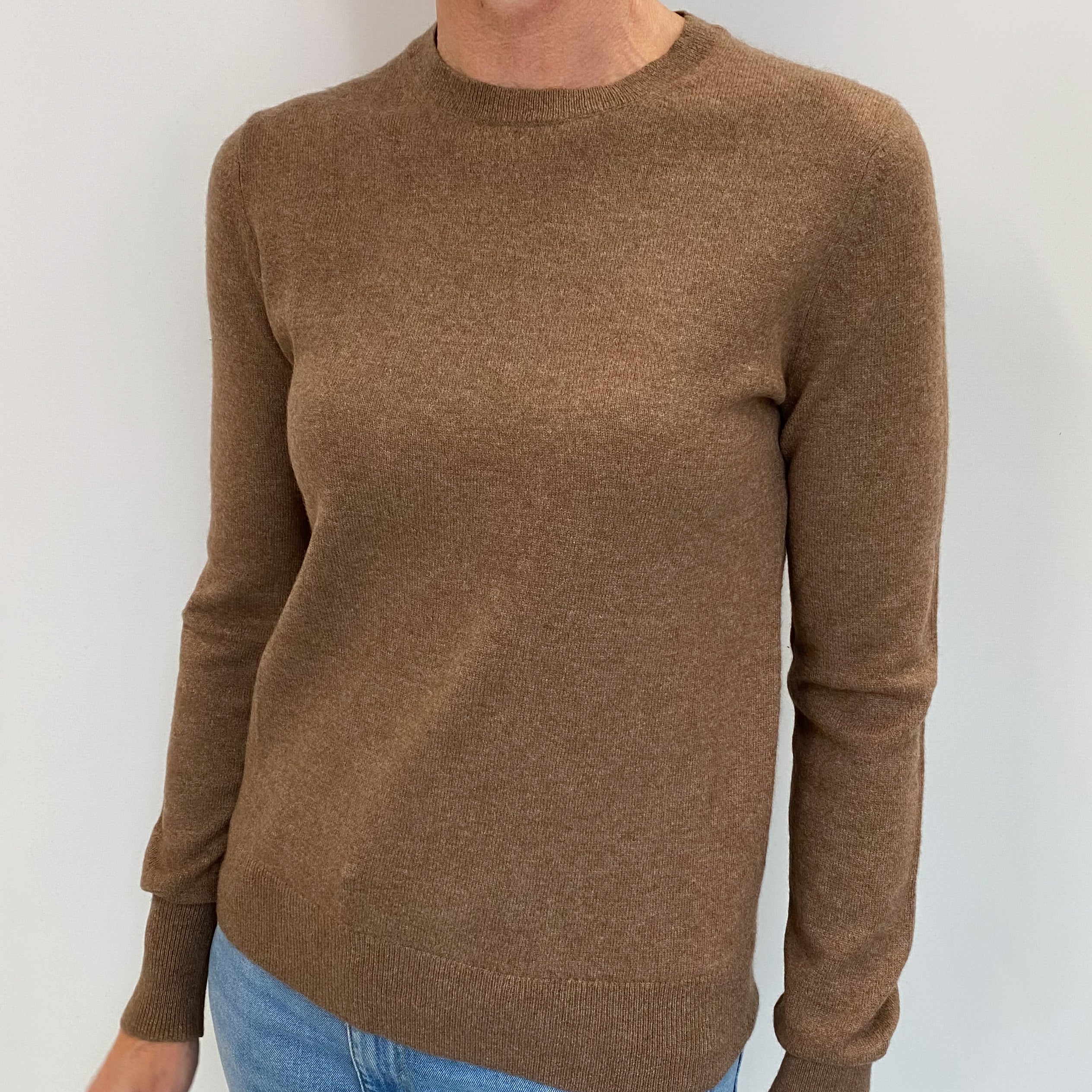 Cinnamon Brown Cashmere Crew Neck Jumper Small