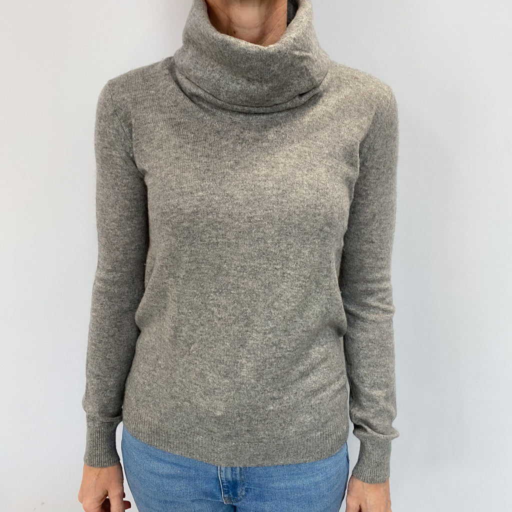 Smoke Grey Cashmere Cowl Neck Jumper Small