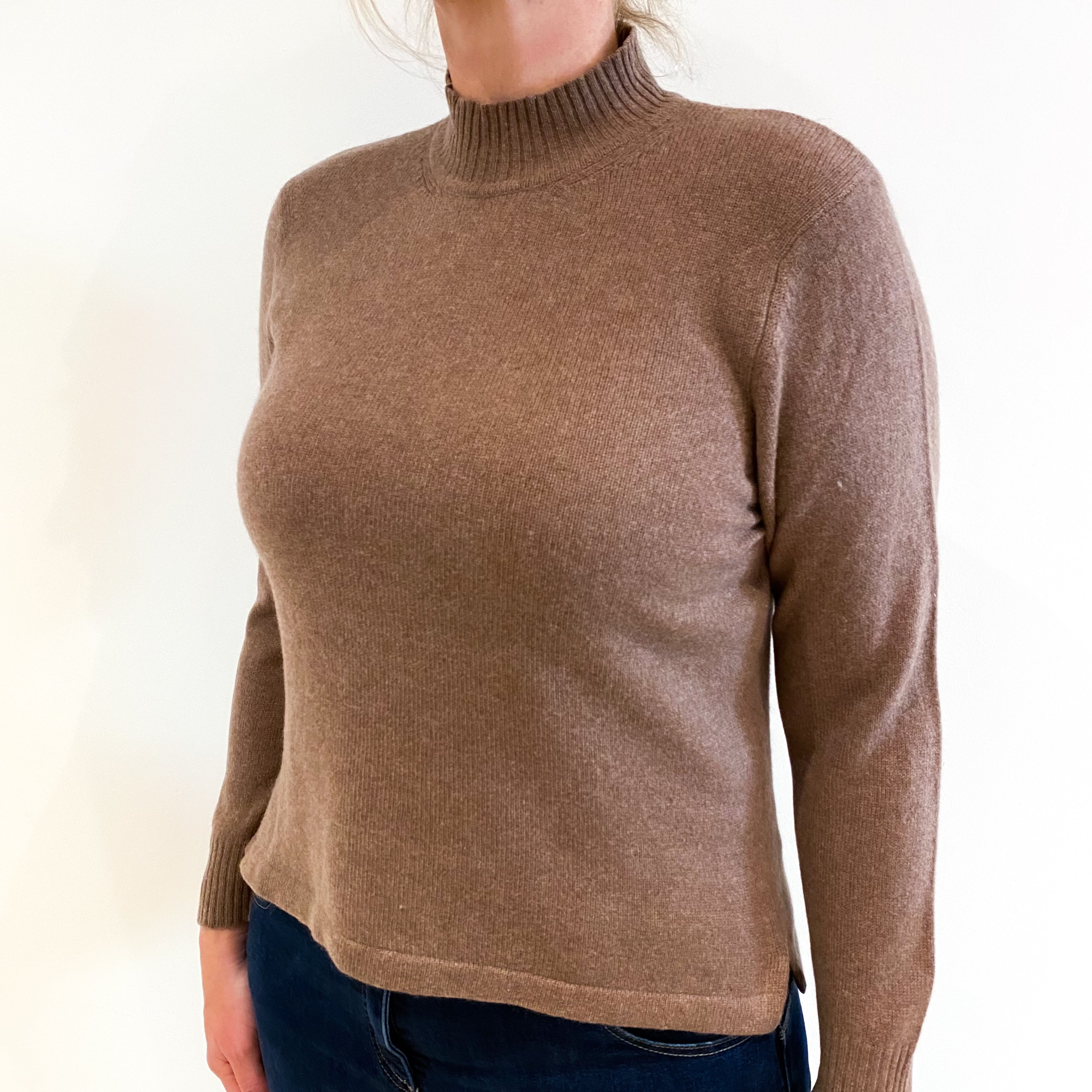 Muted Brown Cashmere Turtle Neck Jumper Large