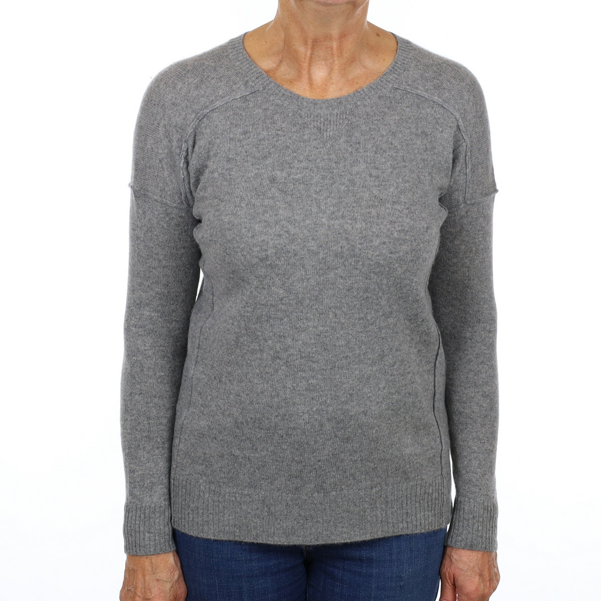 Smoke Grey Cashmere Crew Neck Jumper Medium