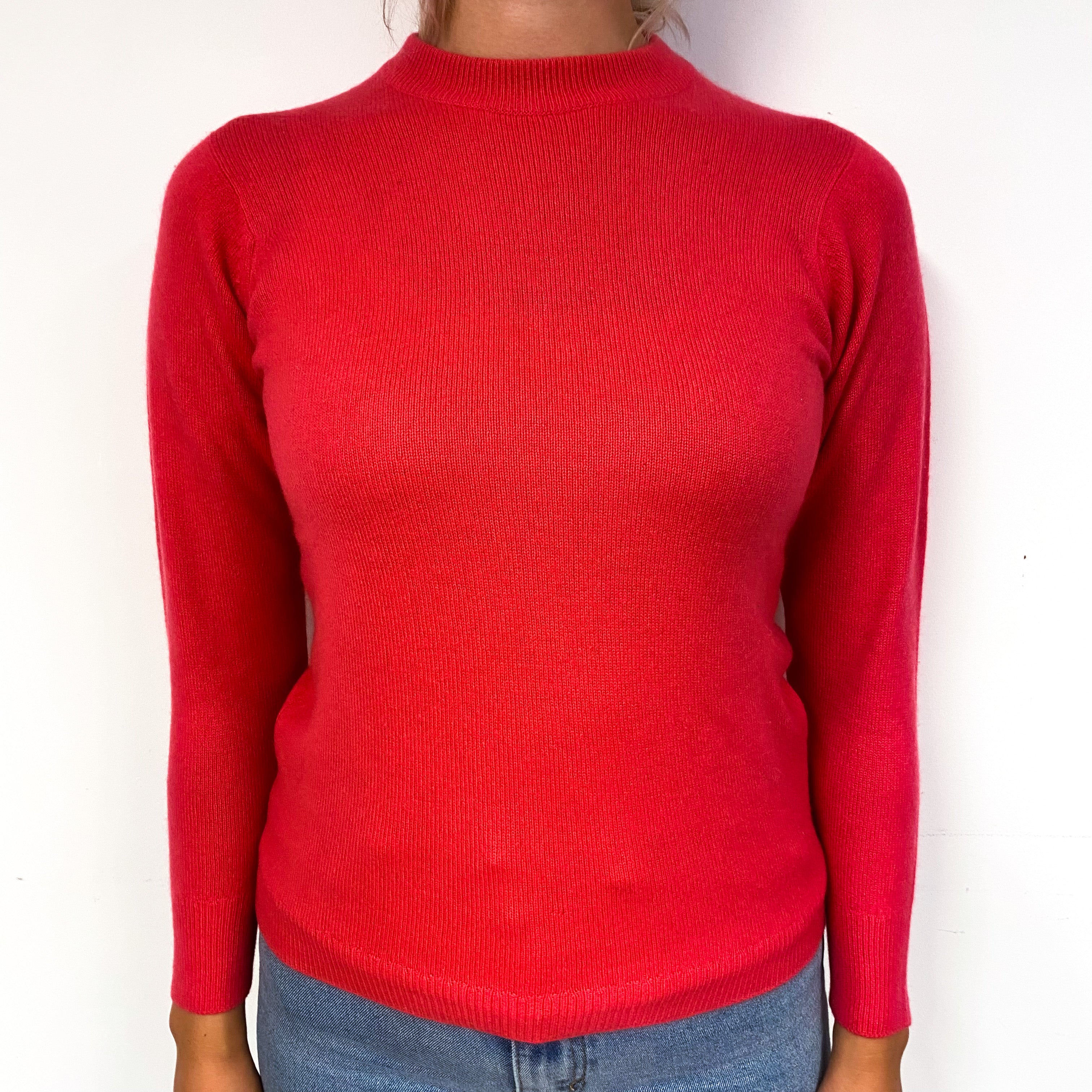 Lipstick Pink Vintage Cashmere Crew Neck Jumper Small