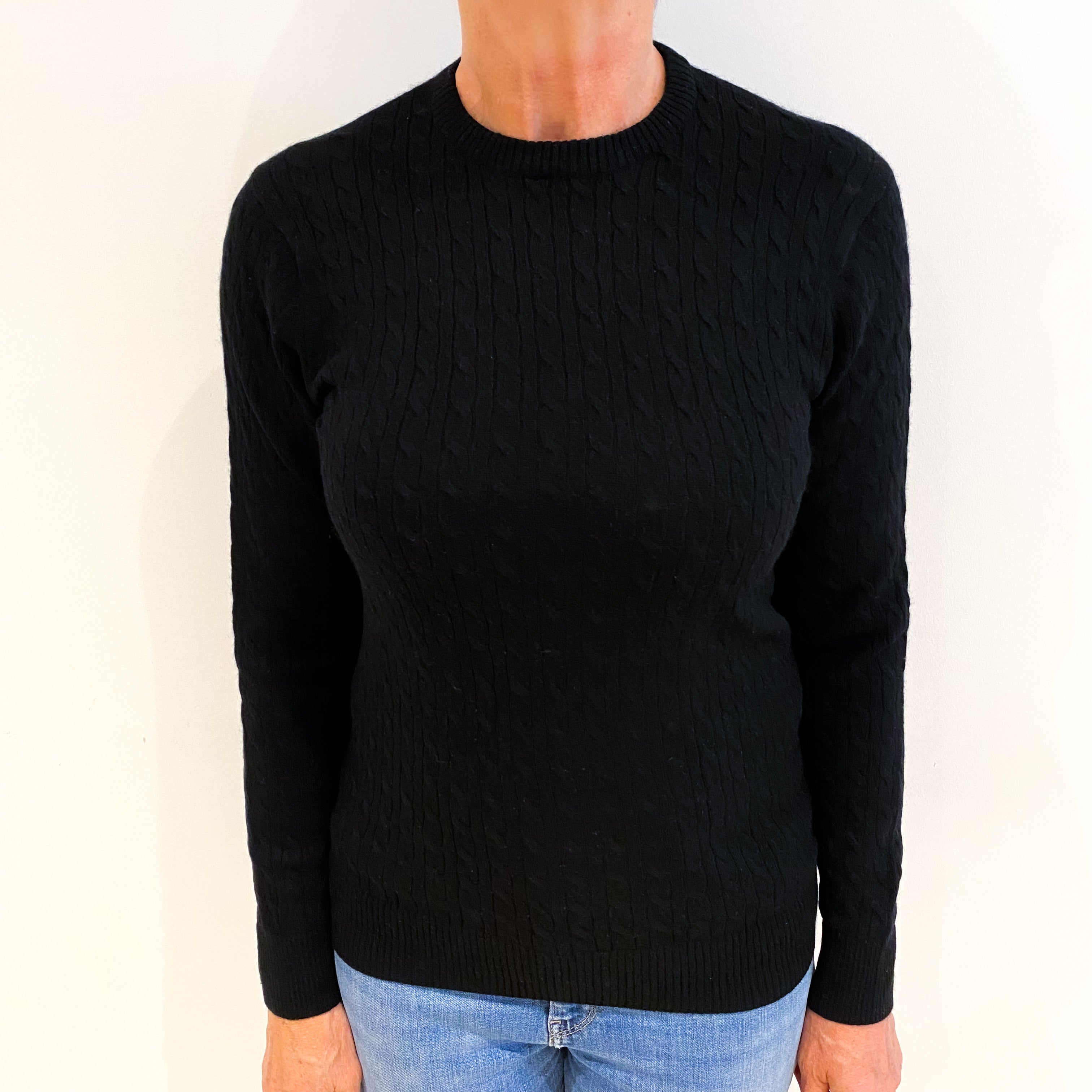 Black Cashmere Crew Neck Jumper Medium