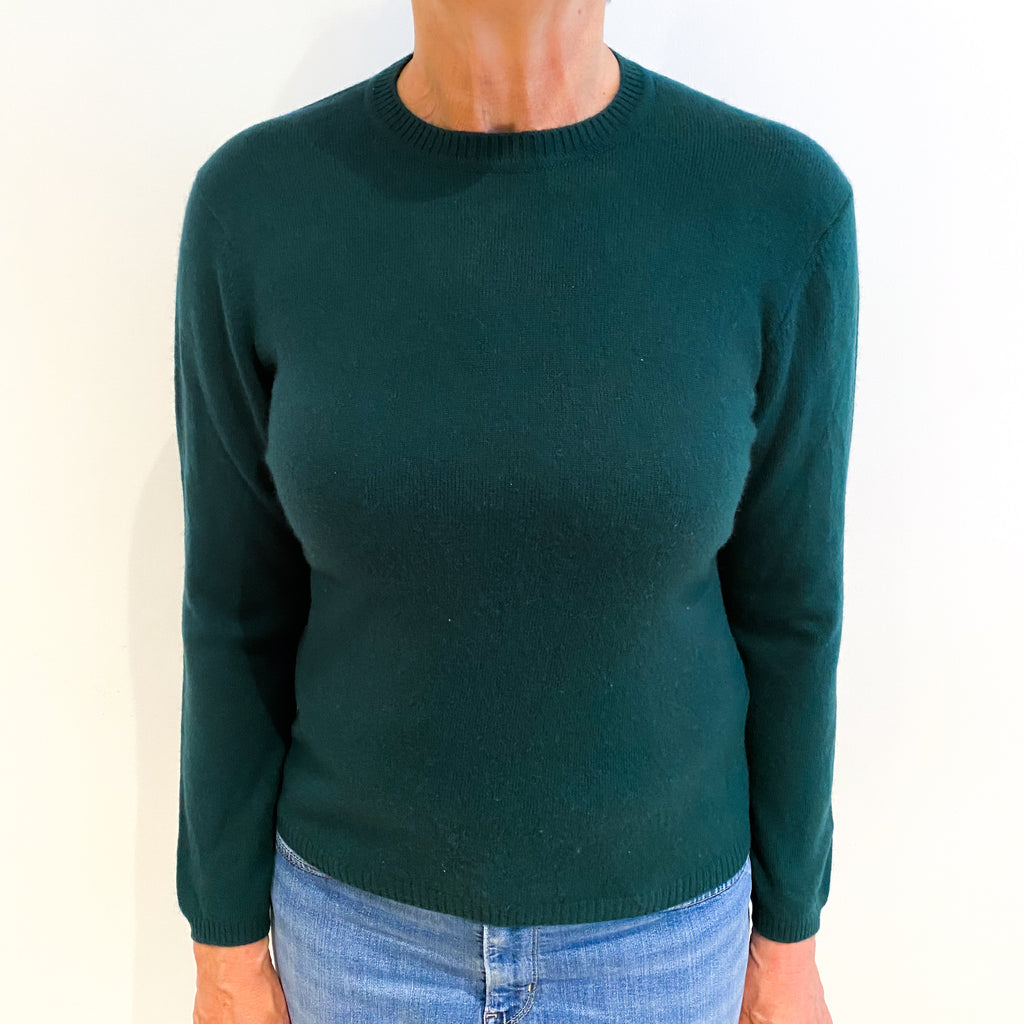 Bottle Green Cashmere Crew Neck Jumper Medium