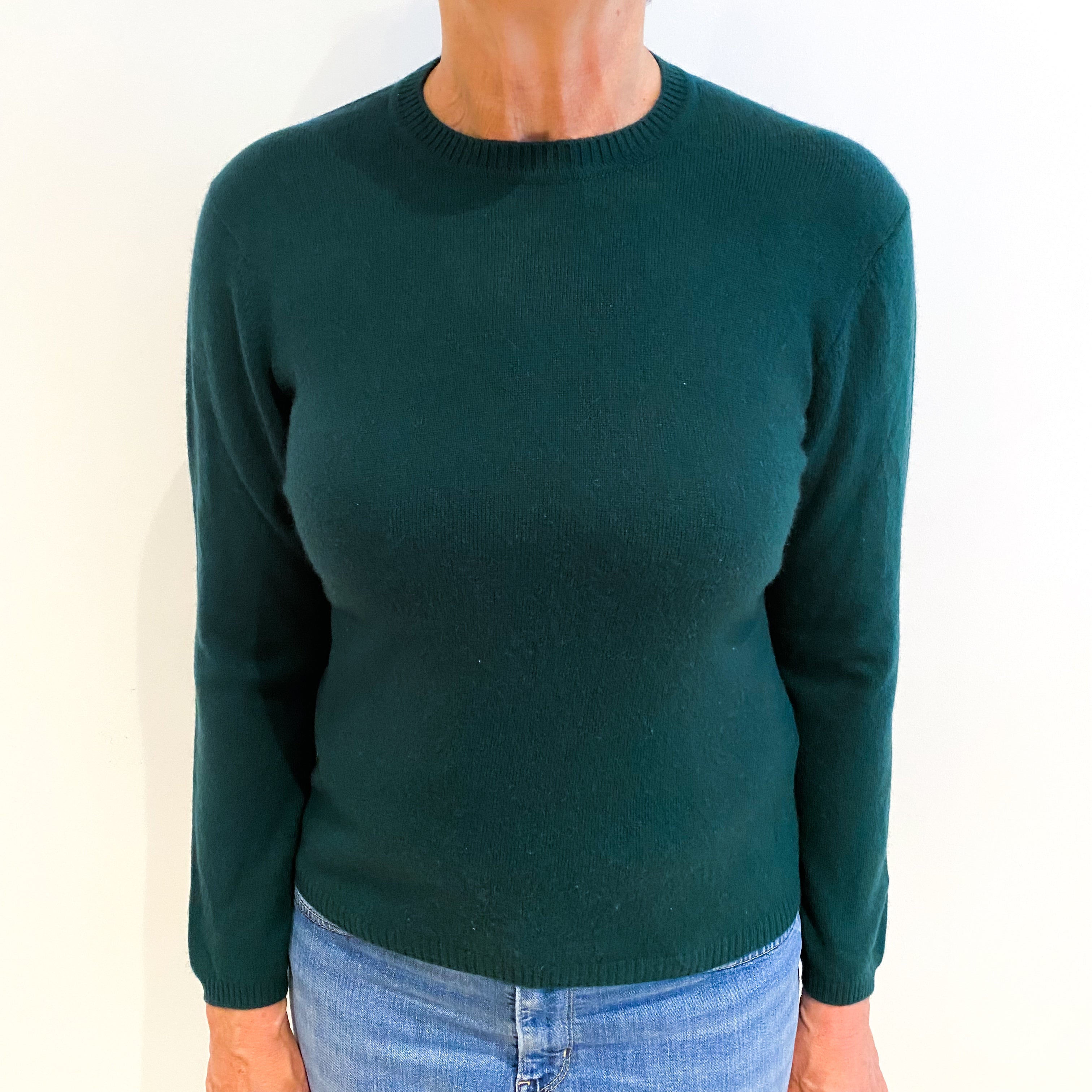 Bottle Green Cashmere Crew Neck Jumper Medium