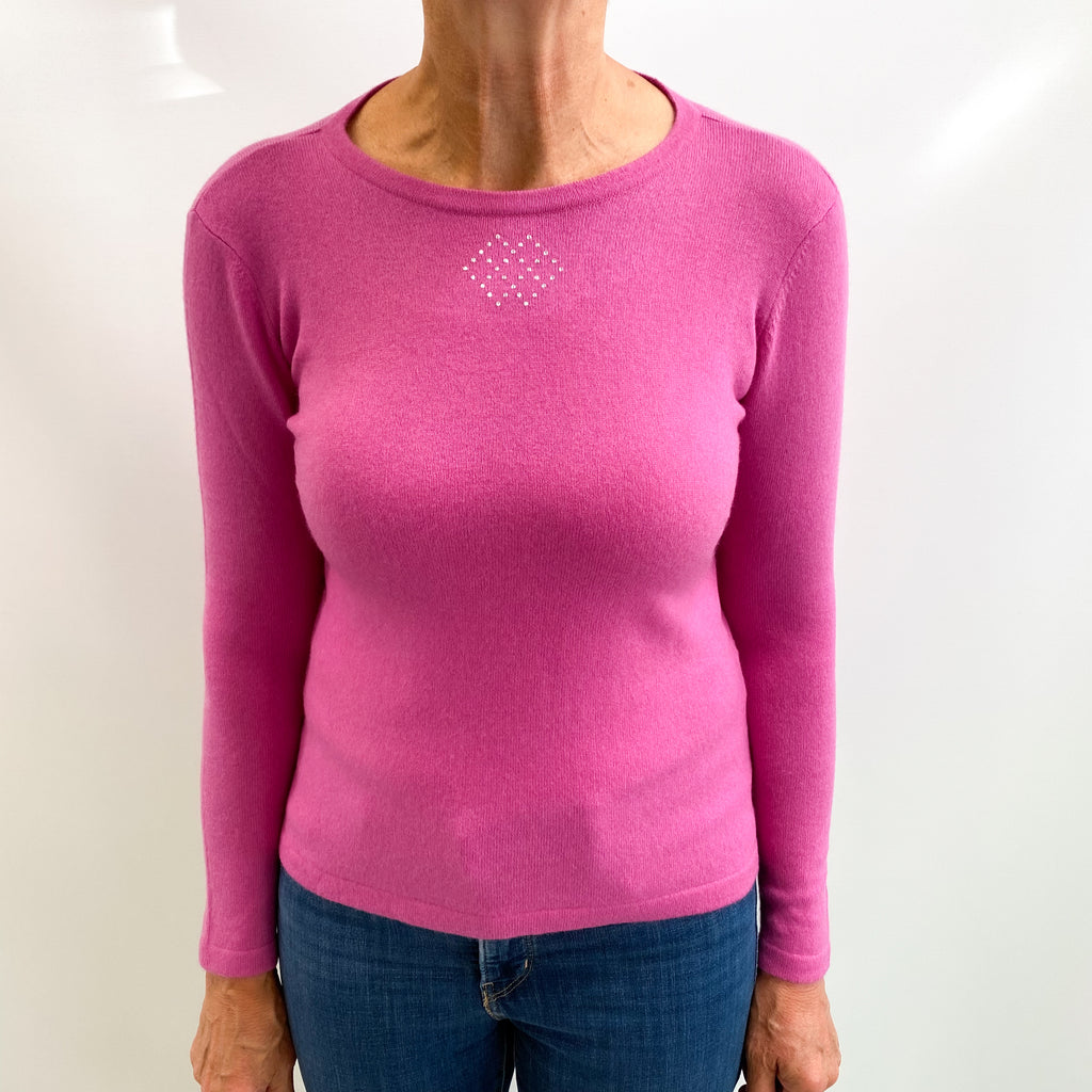 Loganberry Pink Cashmere Crew Neck Jumper Medium