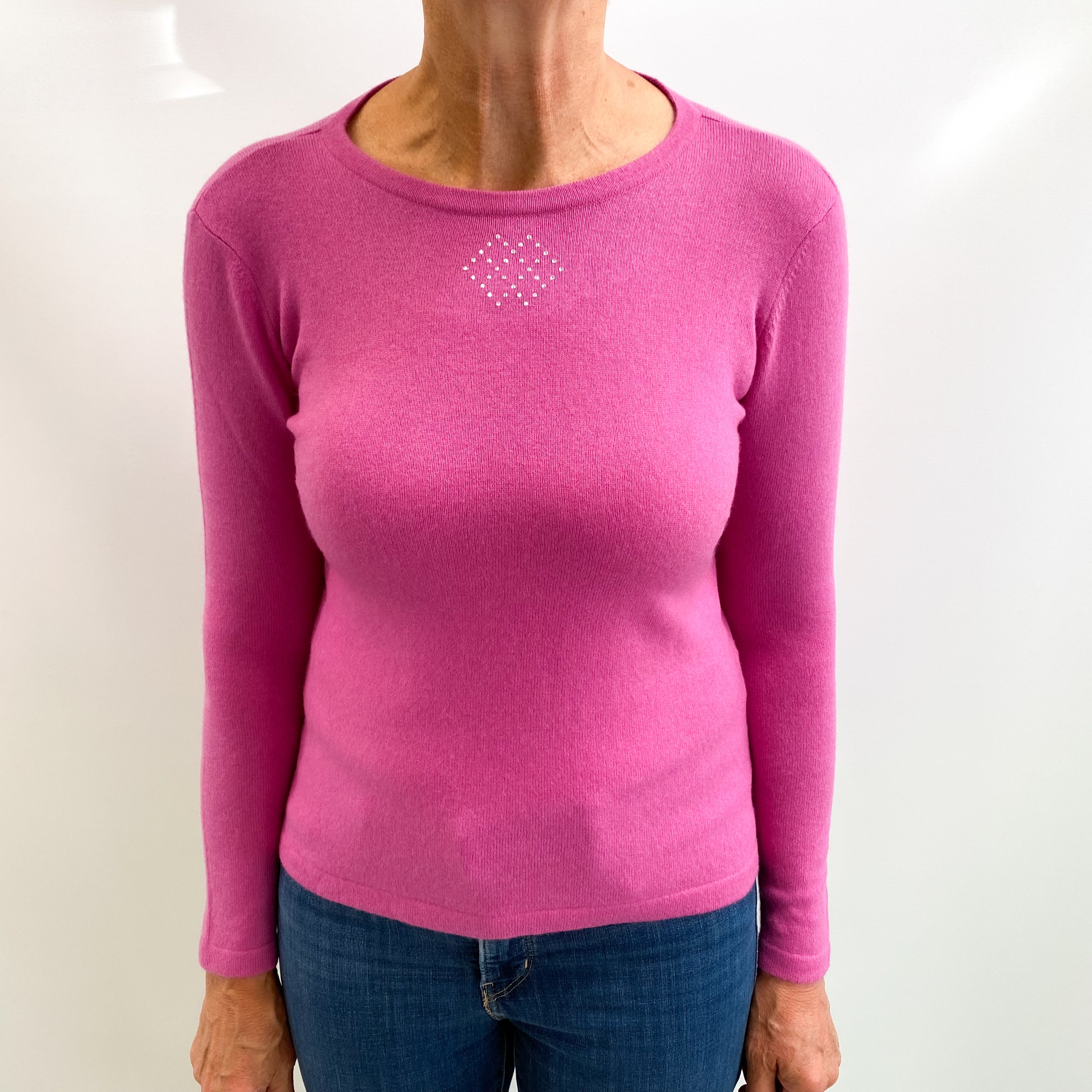 Loganberry Pink Cashmere Crew Neck Jumper Medium