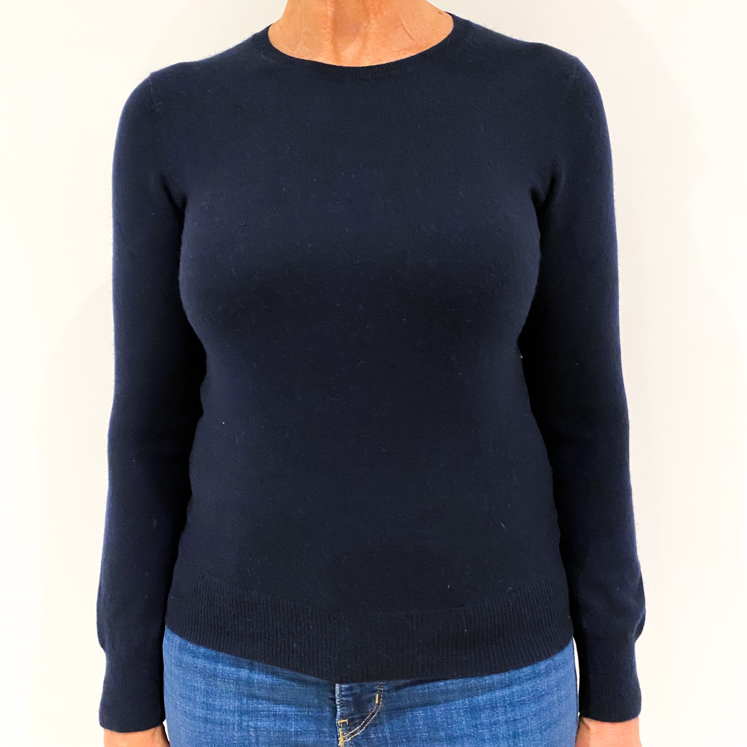 Navy Blue Cashmere Crew Neck Jumper Medium