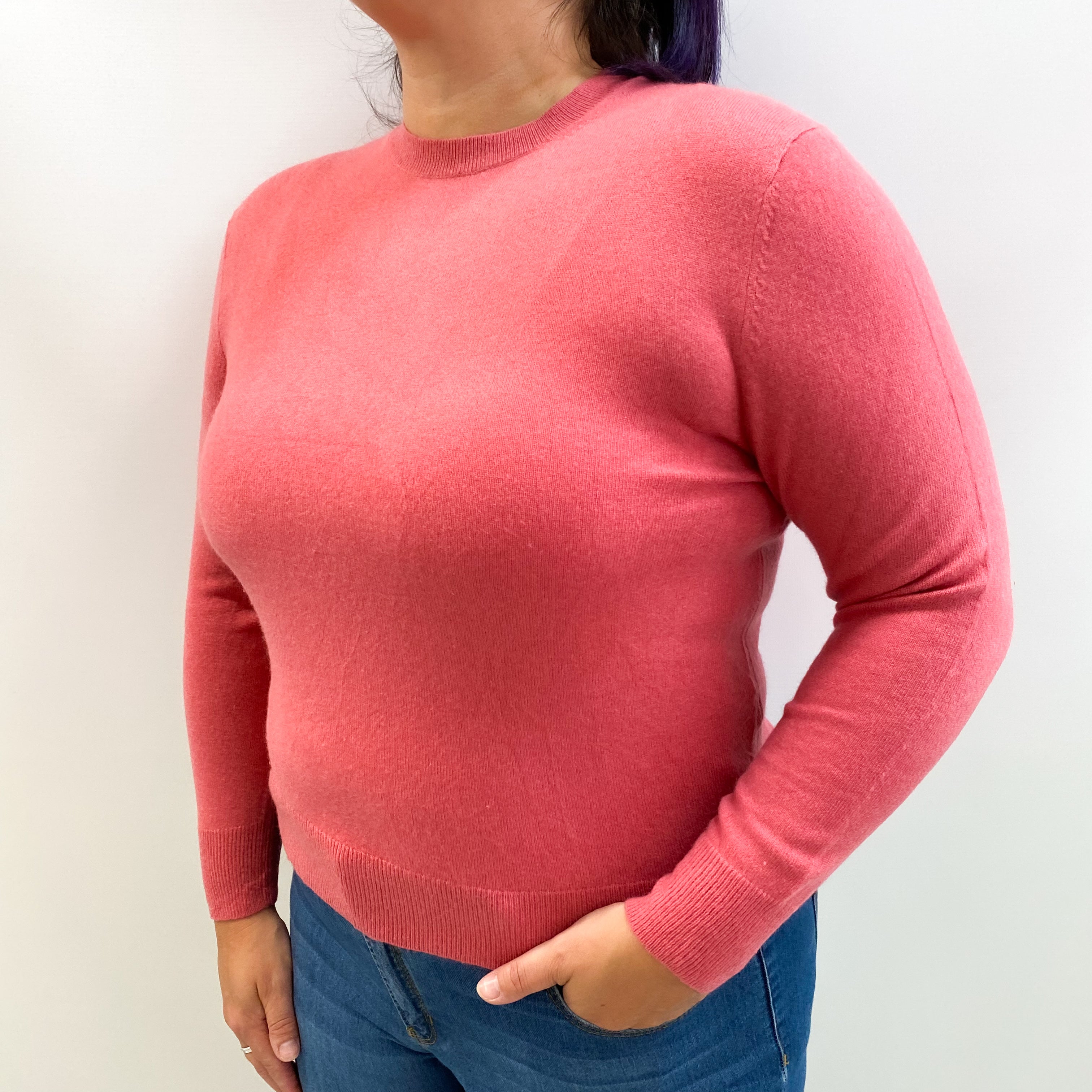 Loganberry Pink Cashmere Crew Neck Jumper Large