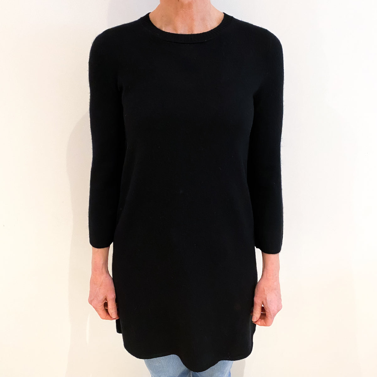 Black Cashmere Crew Neck Jumper Small
