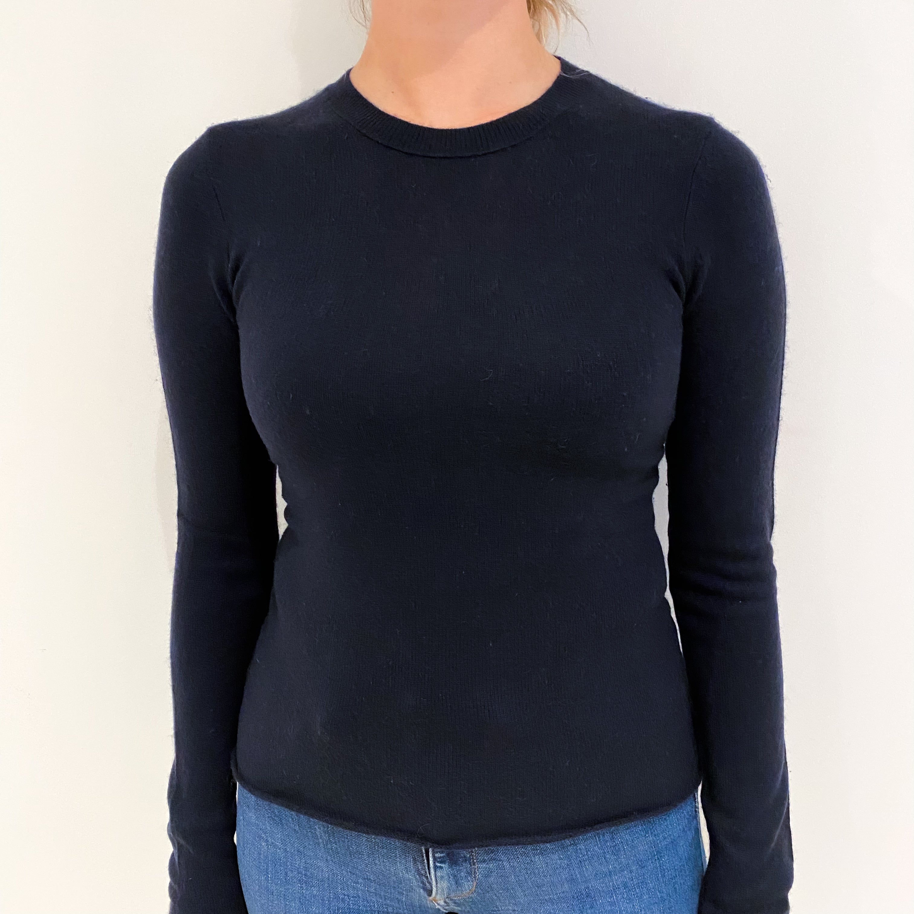 Navy Blue Cashmere Crew Neck Jumper Small