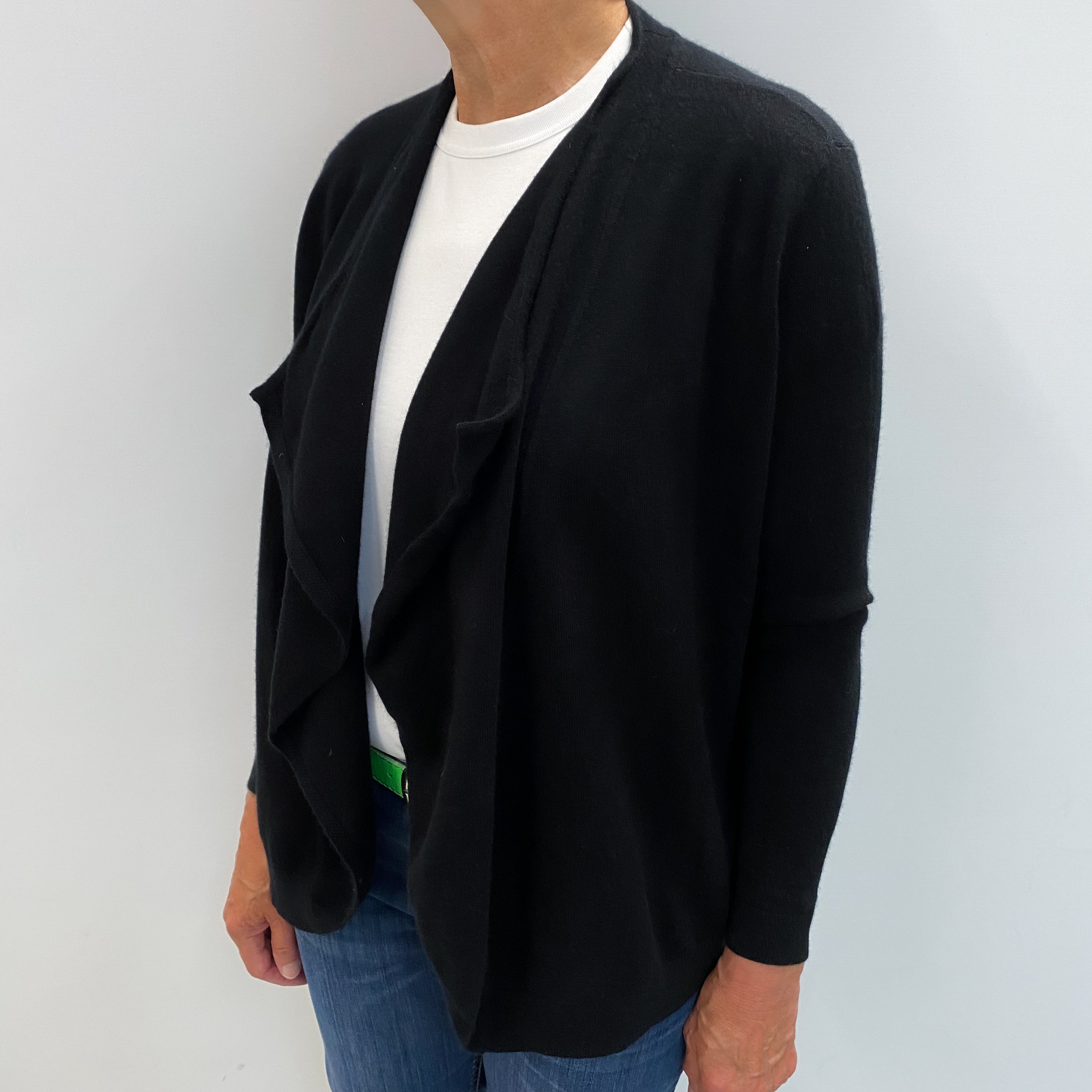 Black Cashmere Waterfall Cardigan Medium