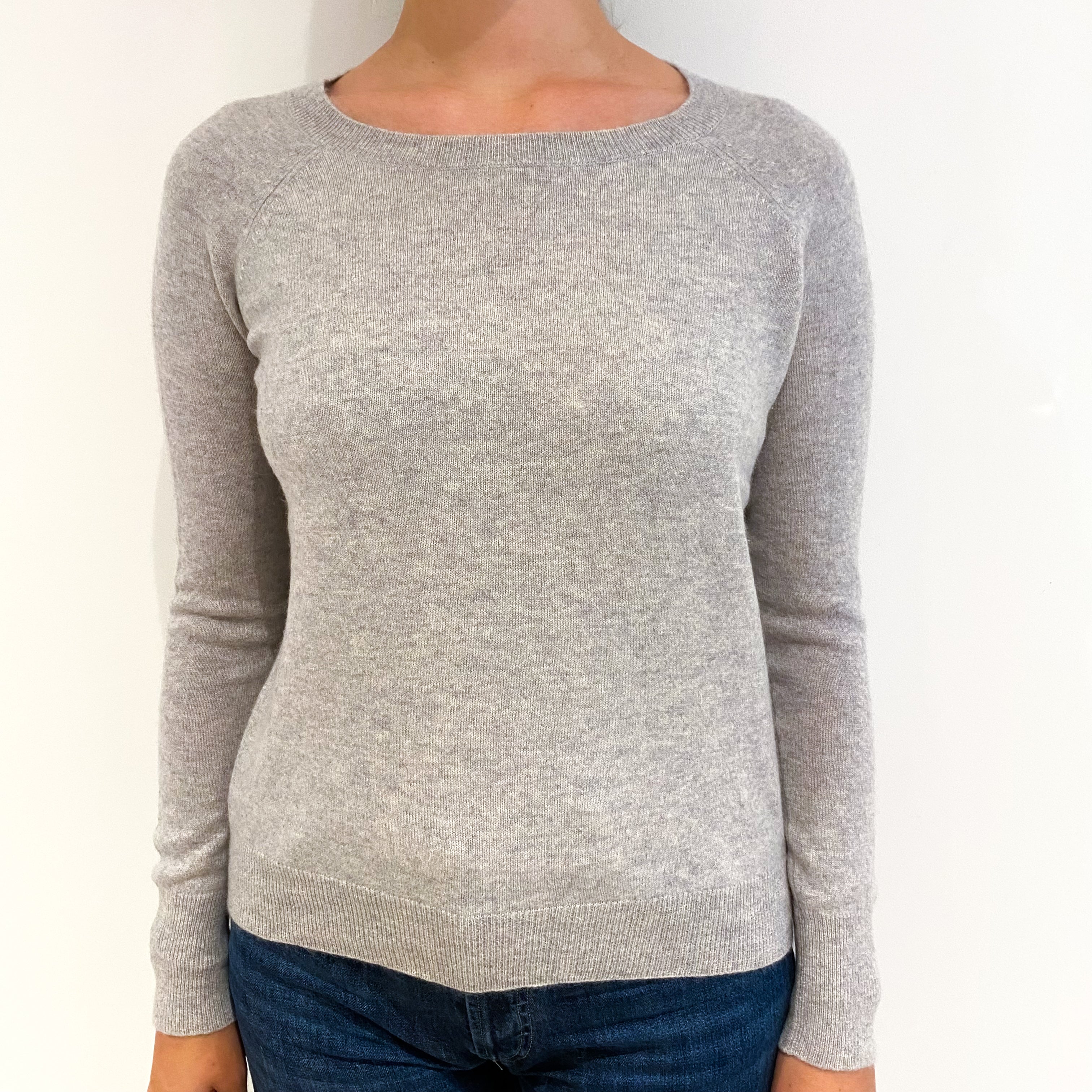 Mist Grey Cashmere Crew Neck Jumper Small