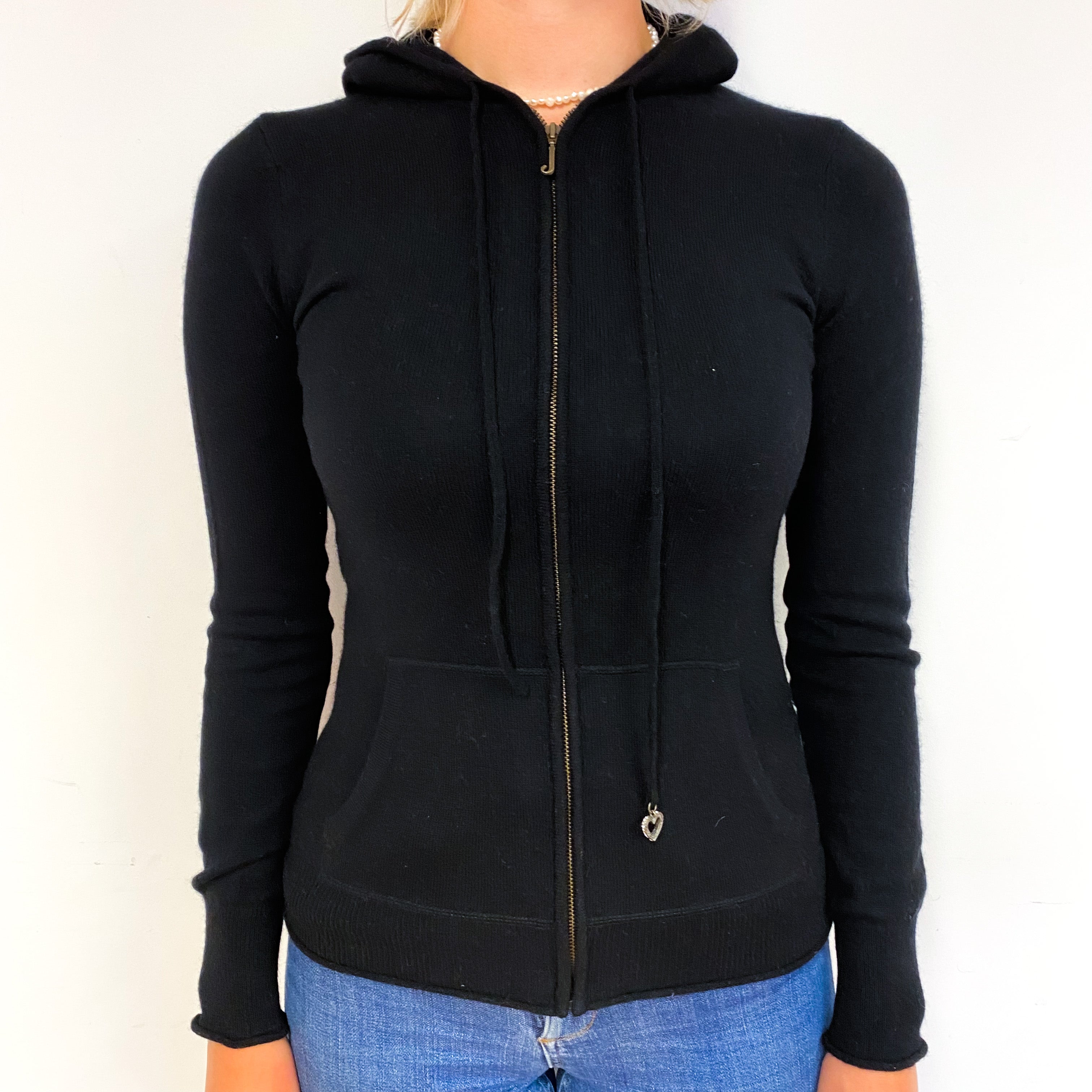 Juicy Couture Black Cashmere Zip Hoodie Cardigan Small