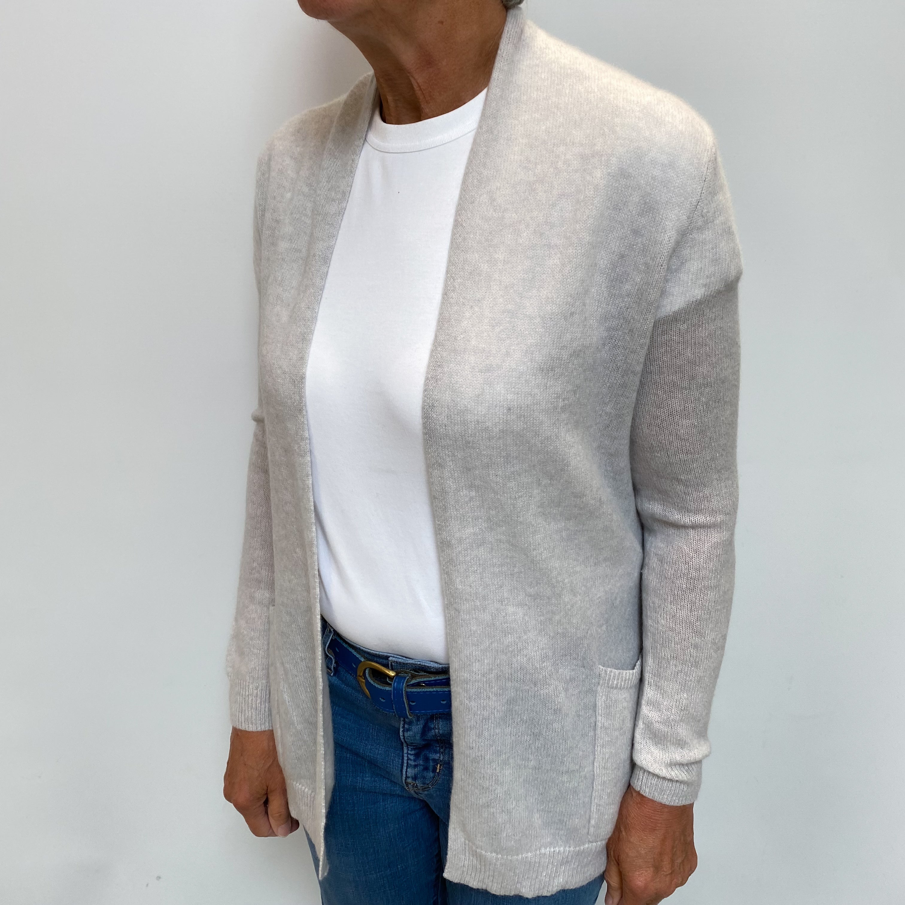 Frost Grey Cashmere Edge To Edge Cardigan Medium