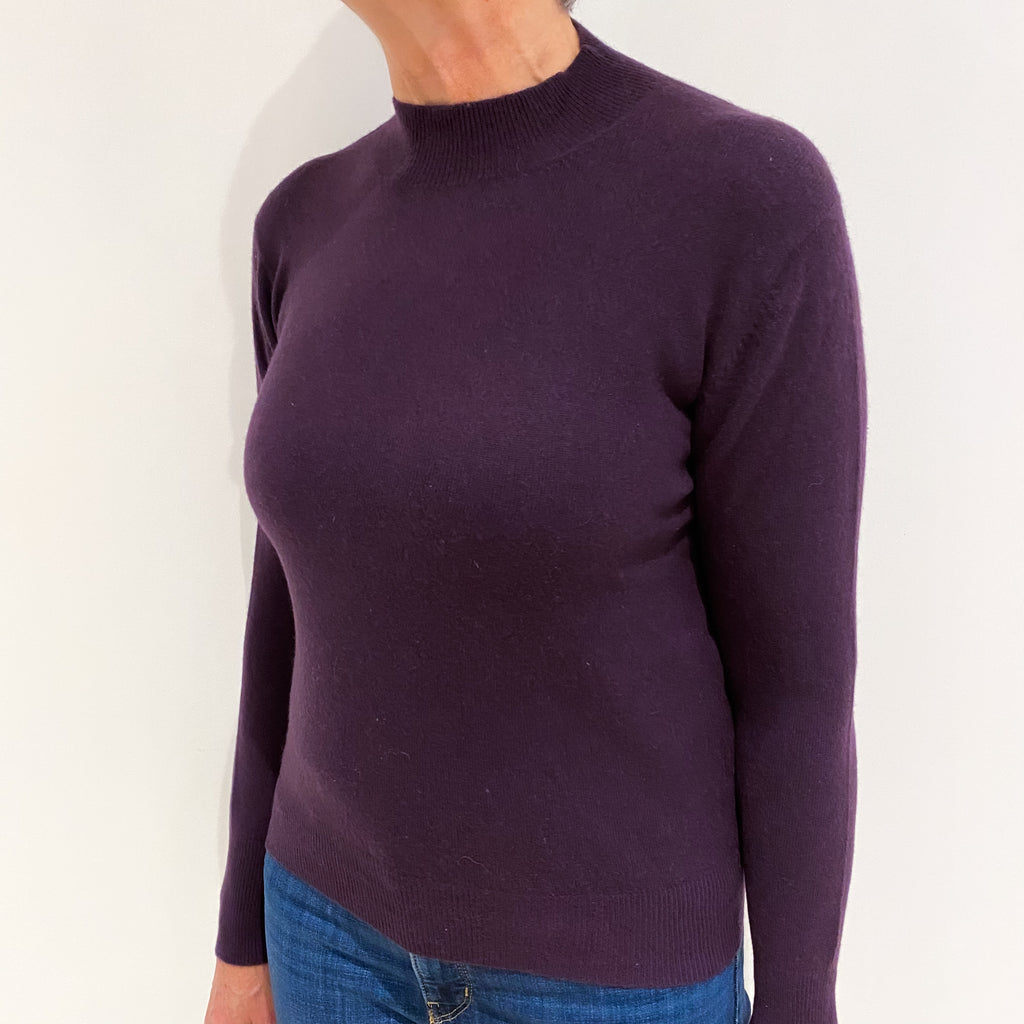 Blueberry Purple Cashmere Turtle Neck Jumper Medium