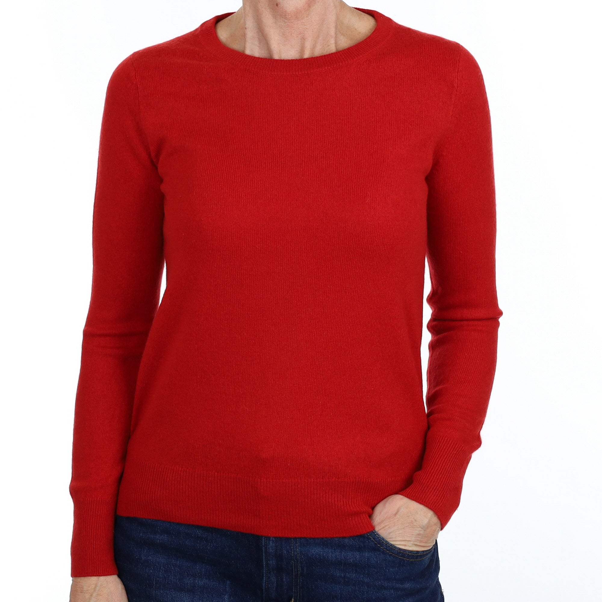 Berry Red Cashmere Crew Neck Jumper Small