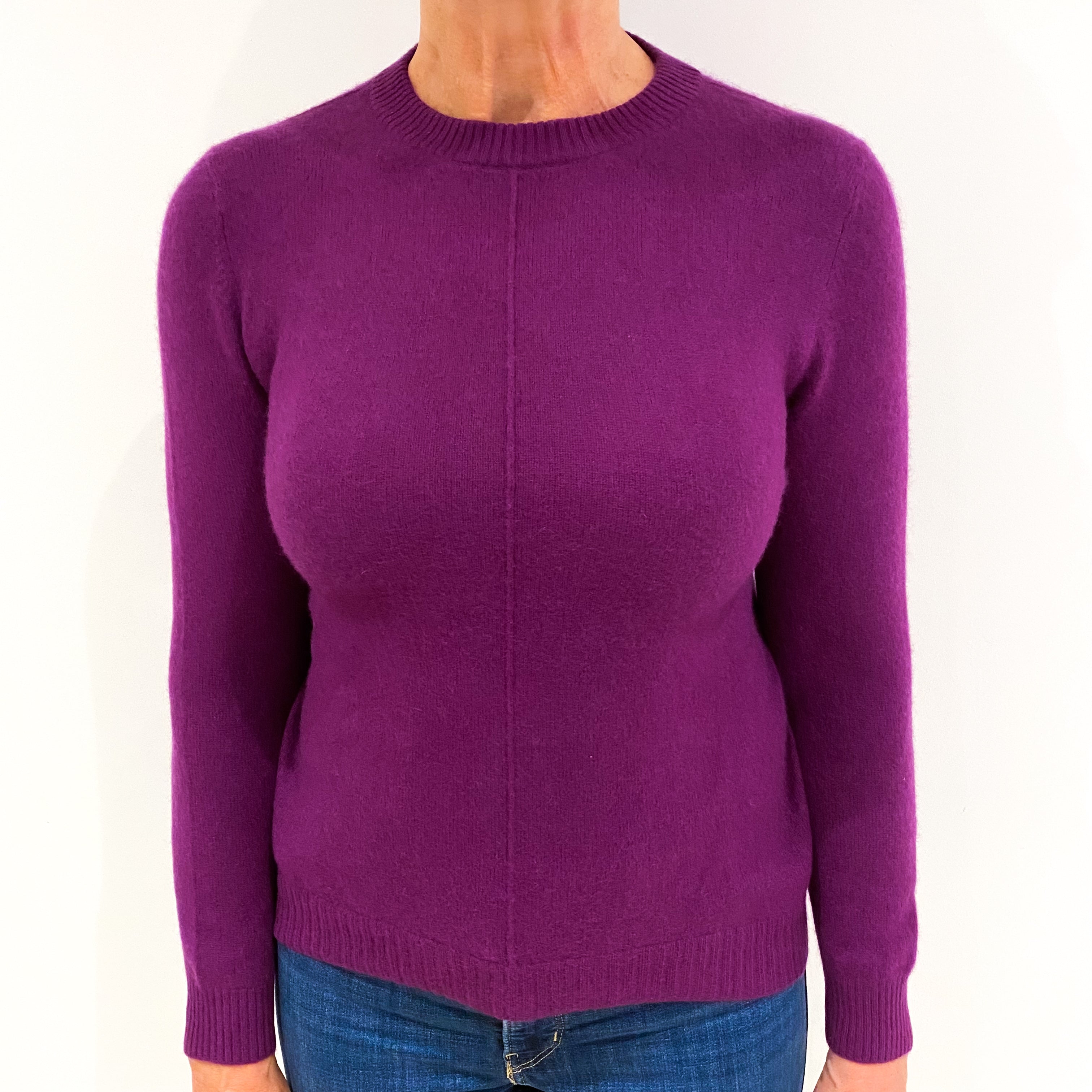 Crushed Blackcurrant Cashmere Crew Neck Jumper Medium