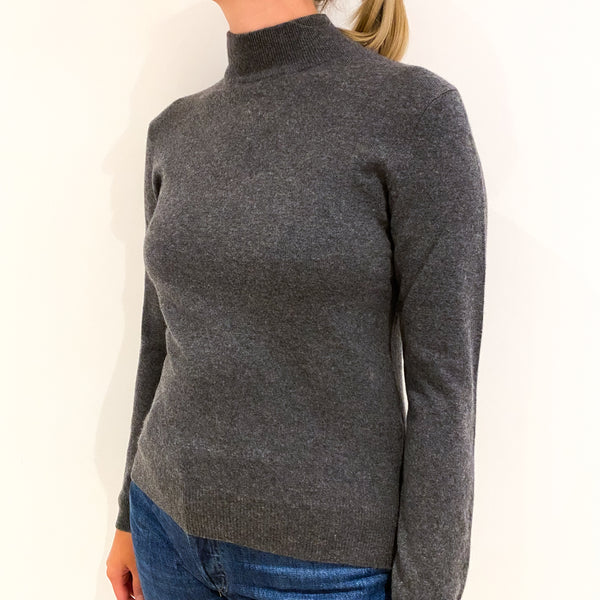 Slate Grey Cashmere Polo Neck Jumper Small