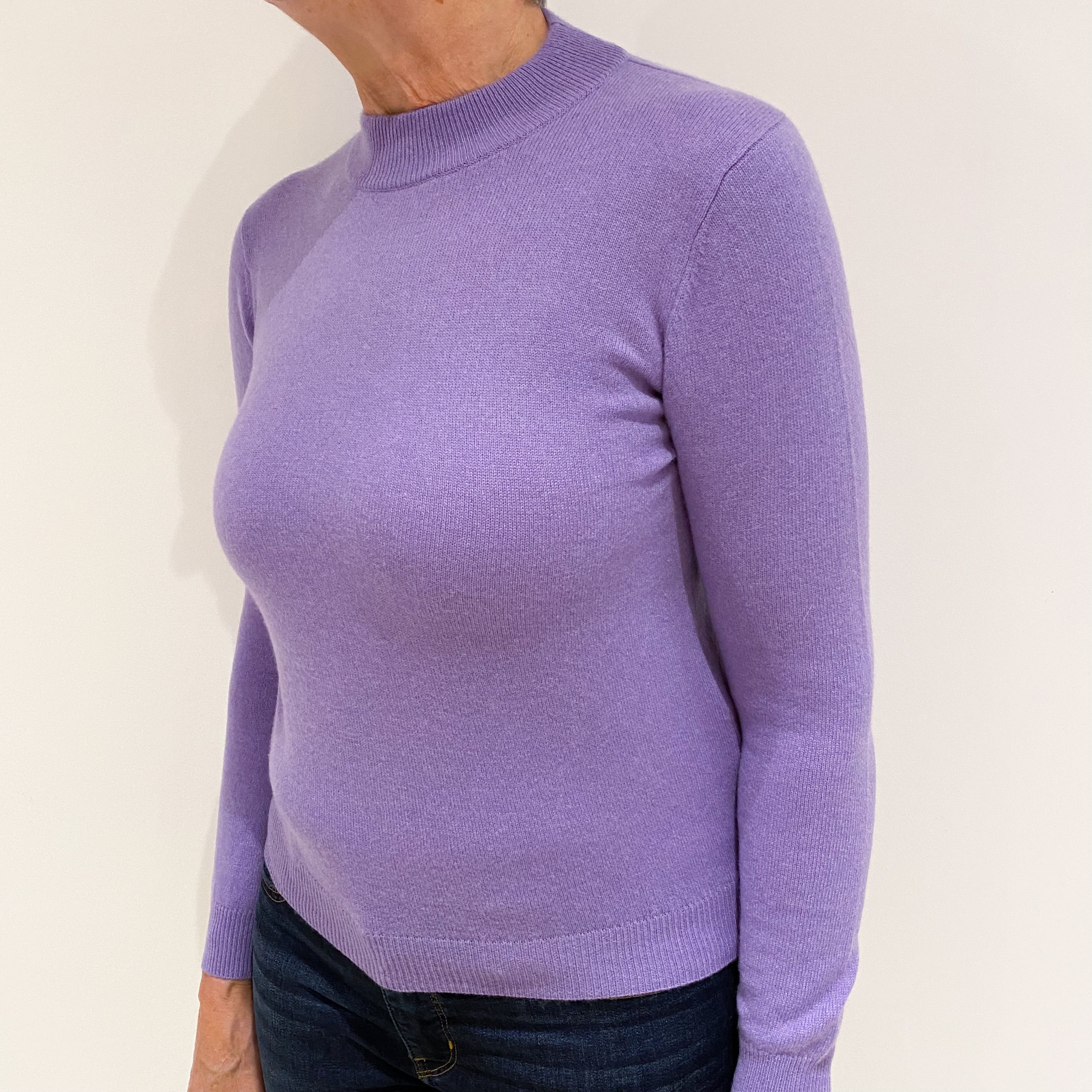 Lavender Purple Cashmere Turtle Neck Jumper Medium