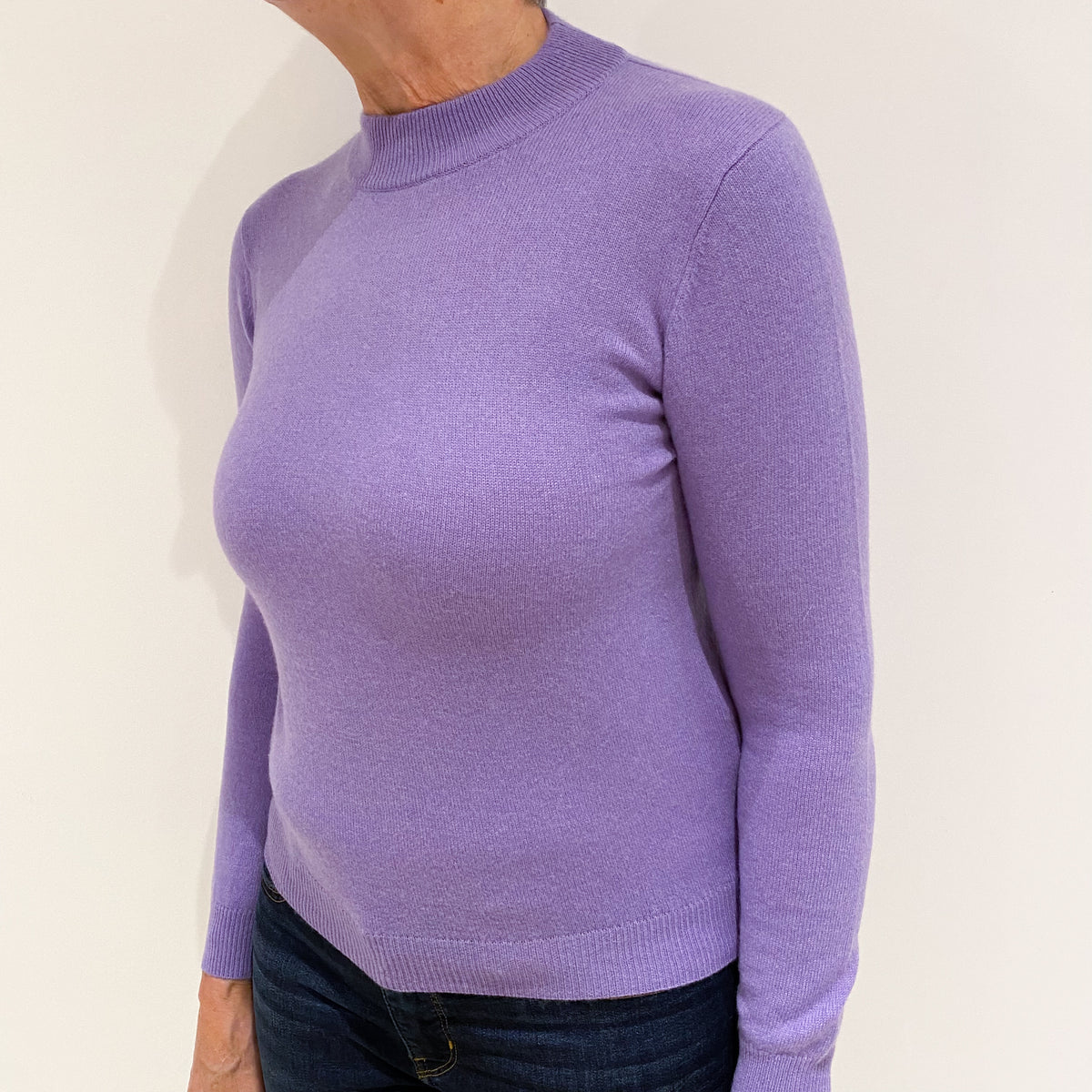 Lavender Purple Cashmere Turtle Neck Jumper Medium