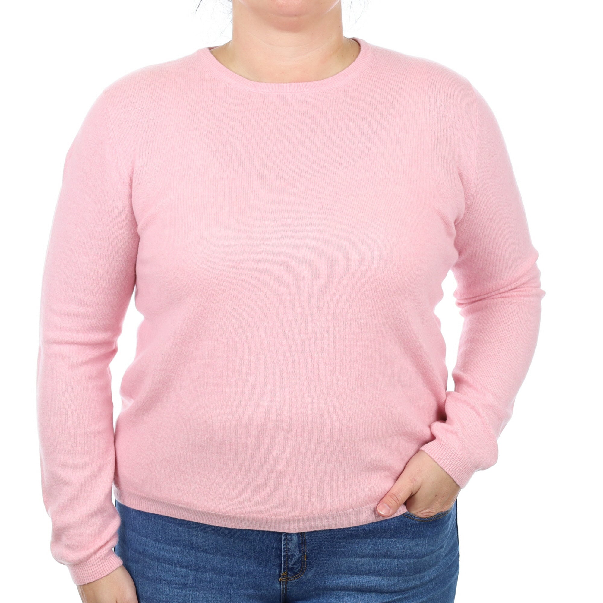 Carnation Pink Cashmere Crew Neck Jumper Large