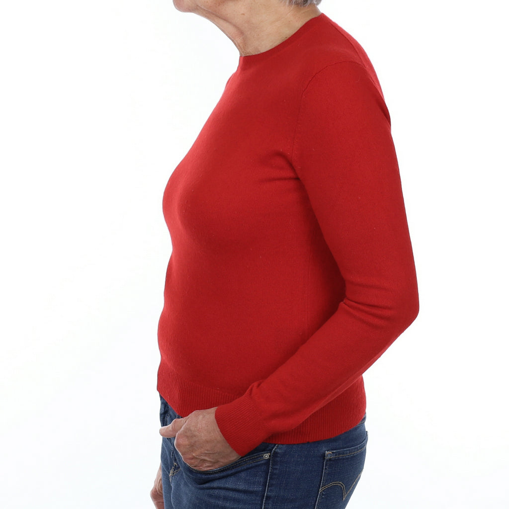 Tomato Red Cashmere Crew Neck Jumper Medium