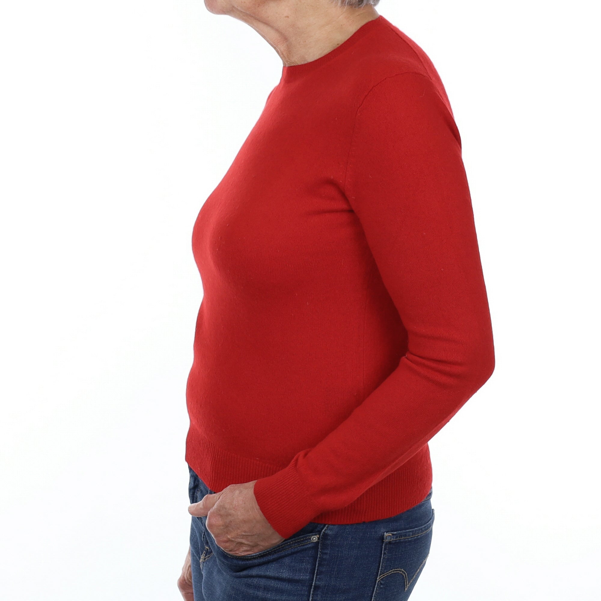 Tomato Red Cashmere Crew Neck Jumper Medium