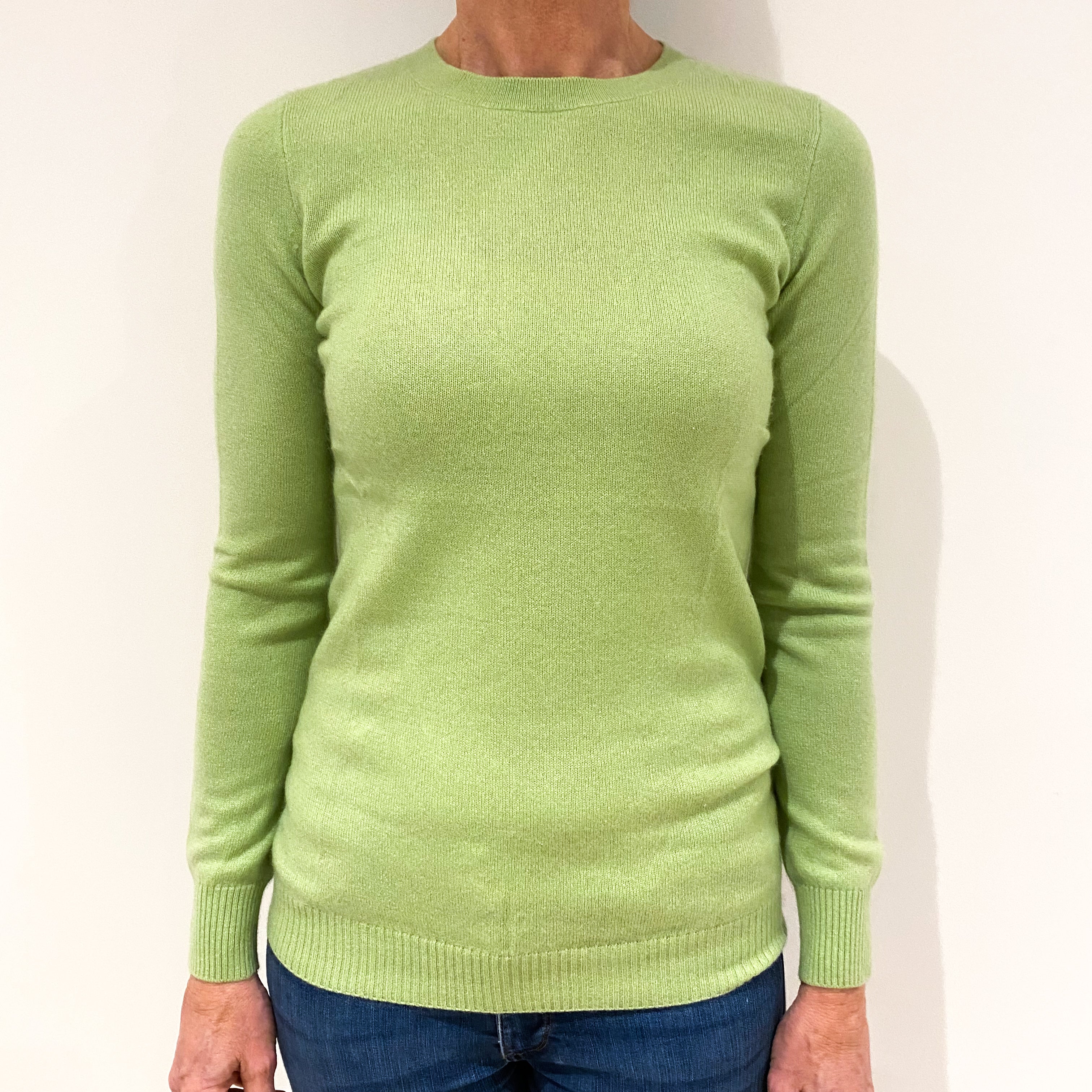 Soft Lime Cashmere Crew Neck Jumper Small
