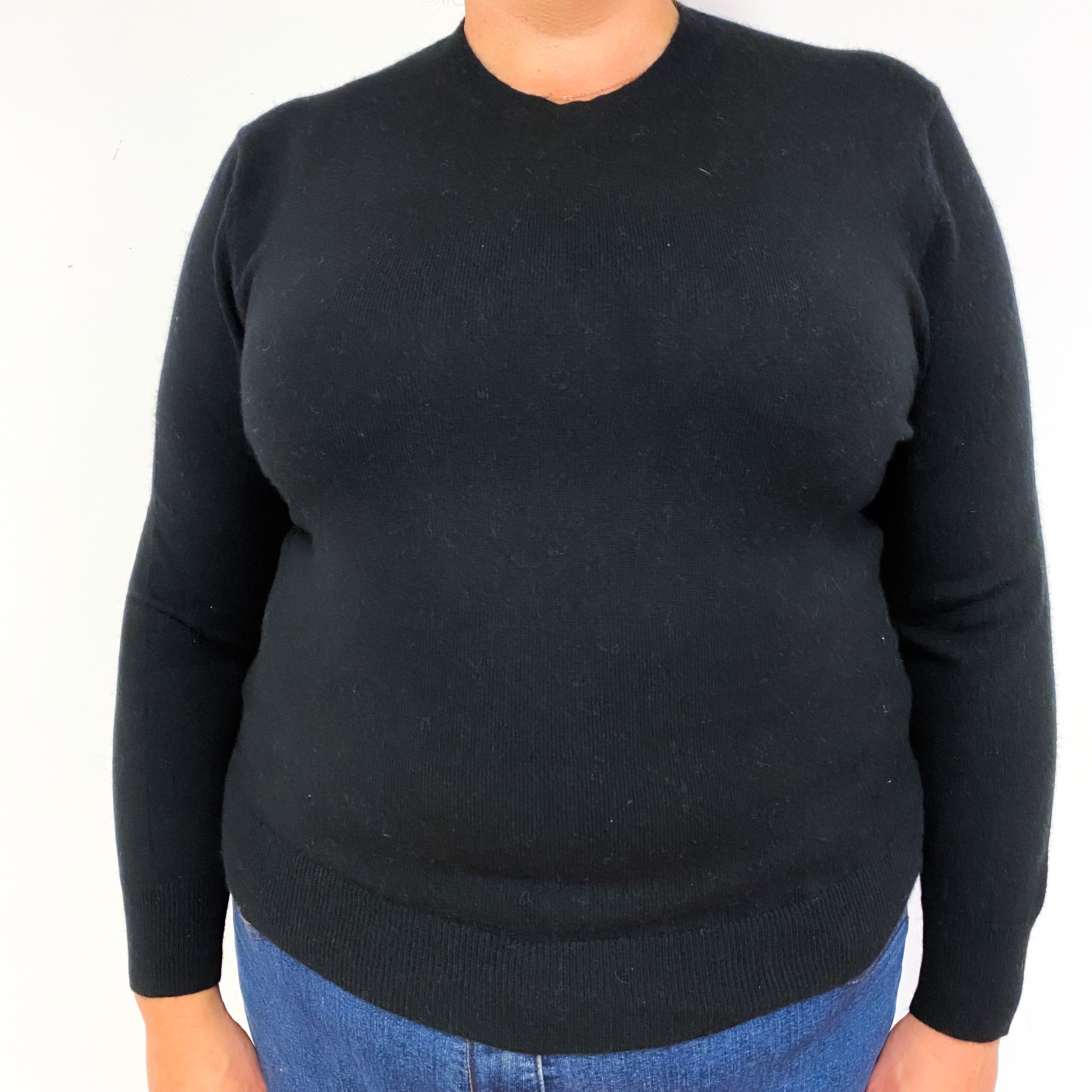 Black Cashmere Crew Neck Jumper Extra Large