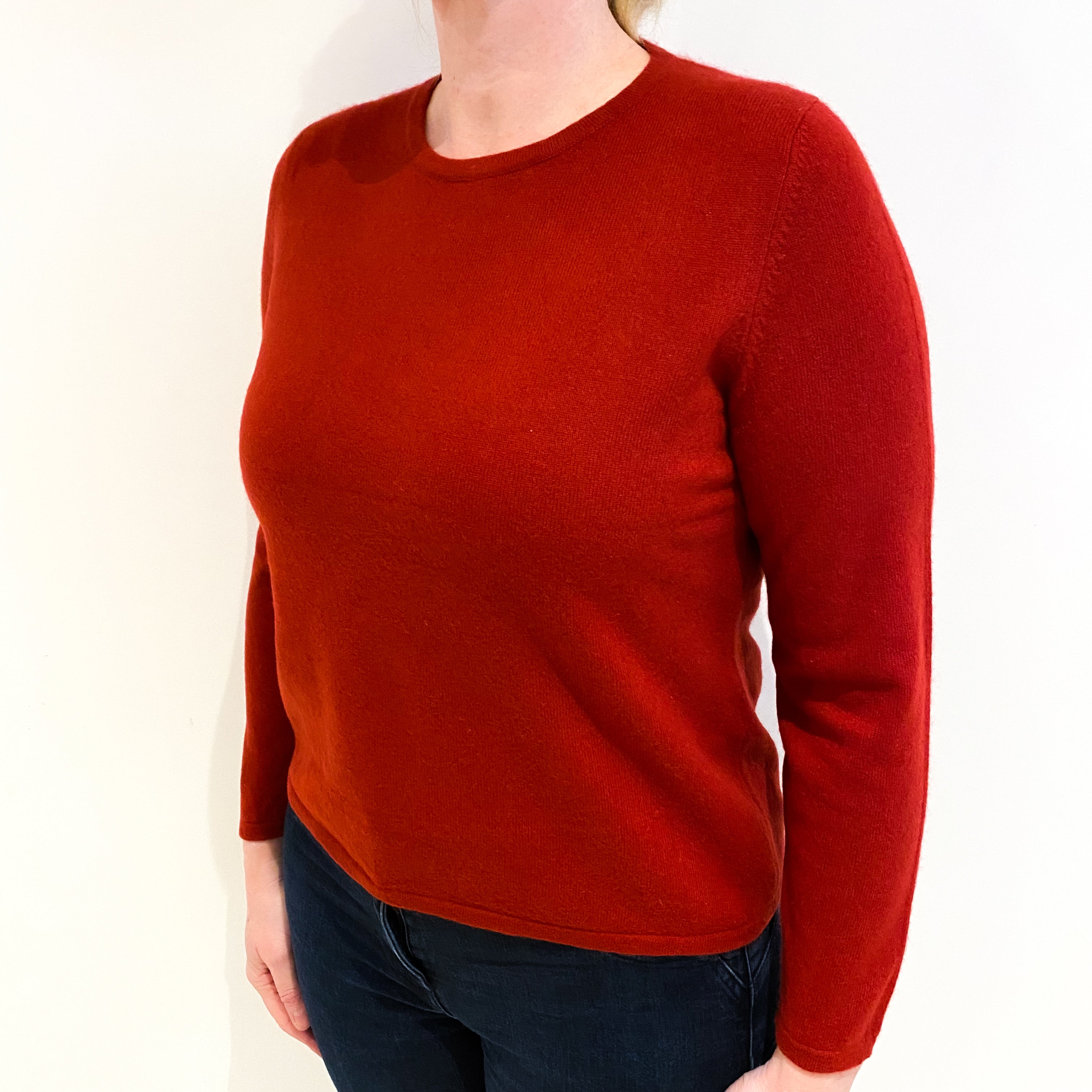 Post Box Red Cashmere Crew Neck Jumper Large