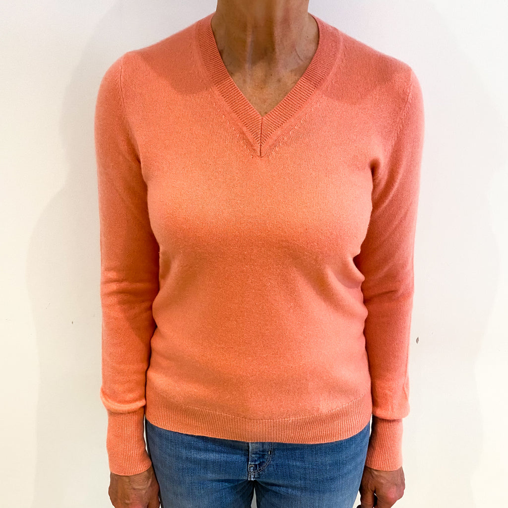 Crab Pink Cashmere V Neck Jumper Medium