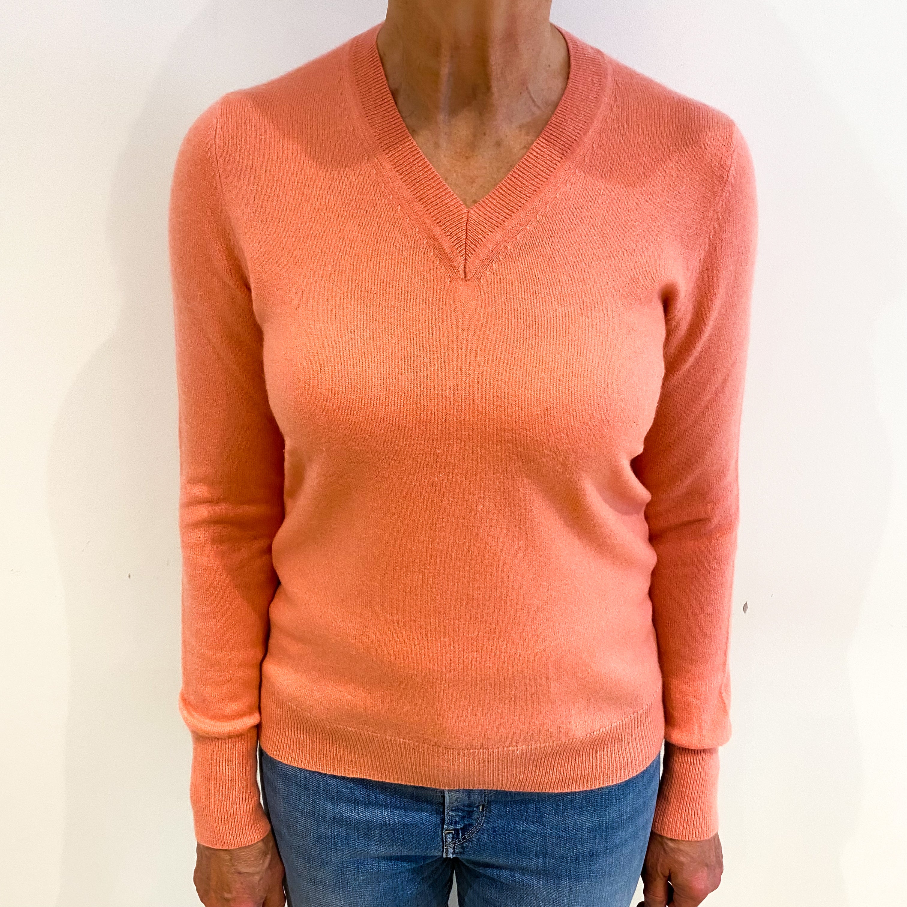 Crab Pink Cashmere V Neck Jumper Medium