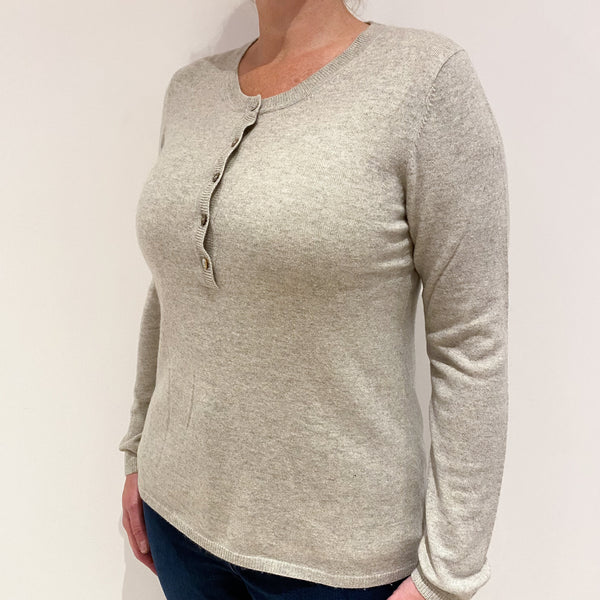 Oatmeal Beige Cashmere Cardigan Large
