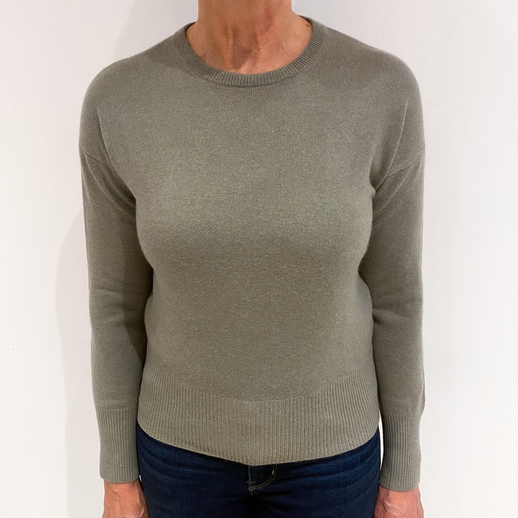 Sage Green Cashmere Crew Neck Jumper Medium