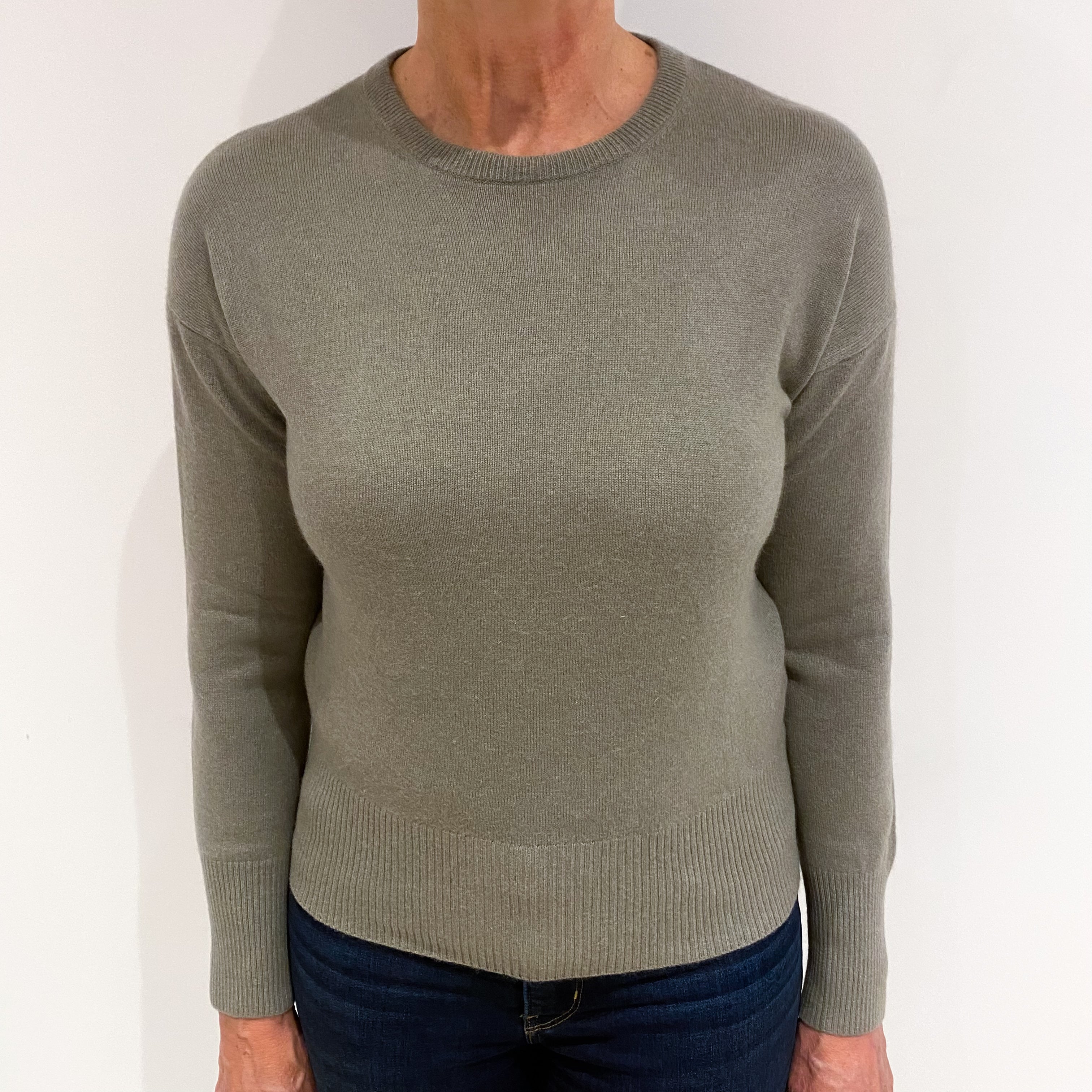 Sage Green Cashmere Crew Neck Jumper Medium