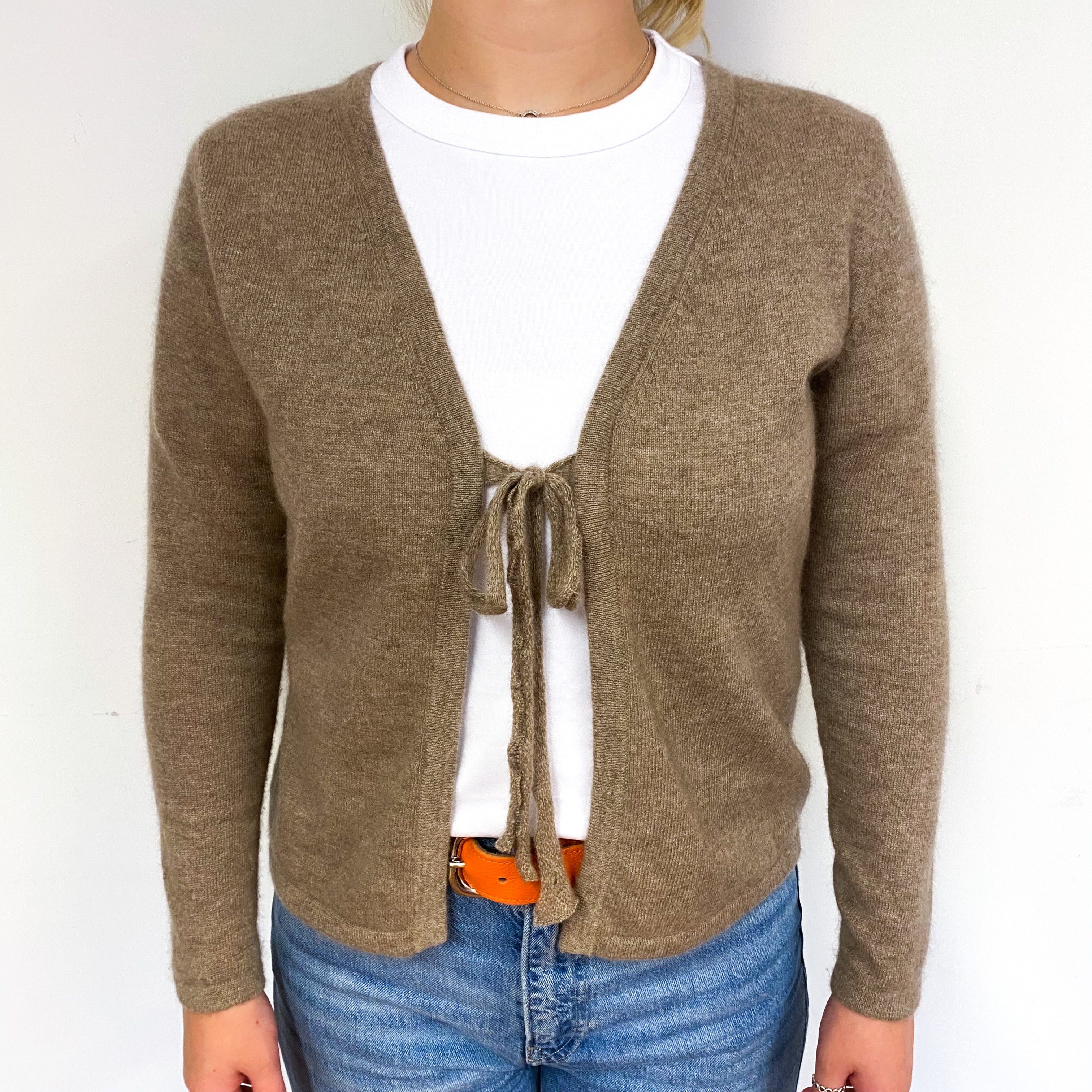 Donkey Brown Cashmere Tie Up Cardigan Small
