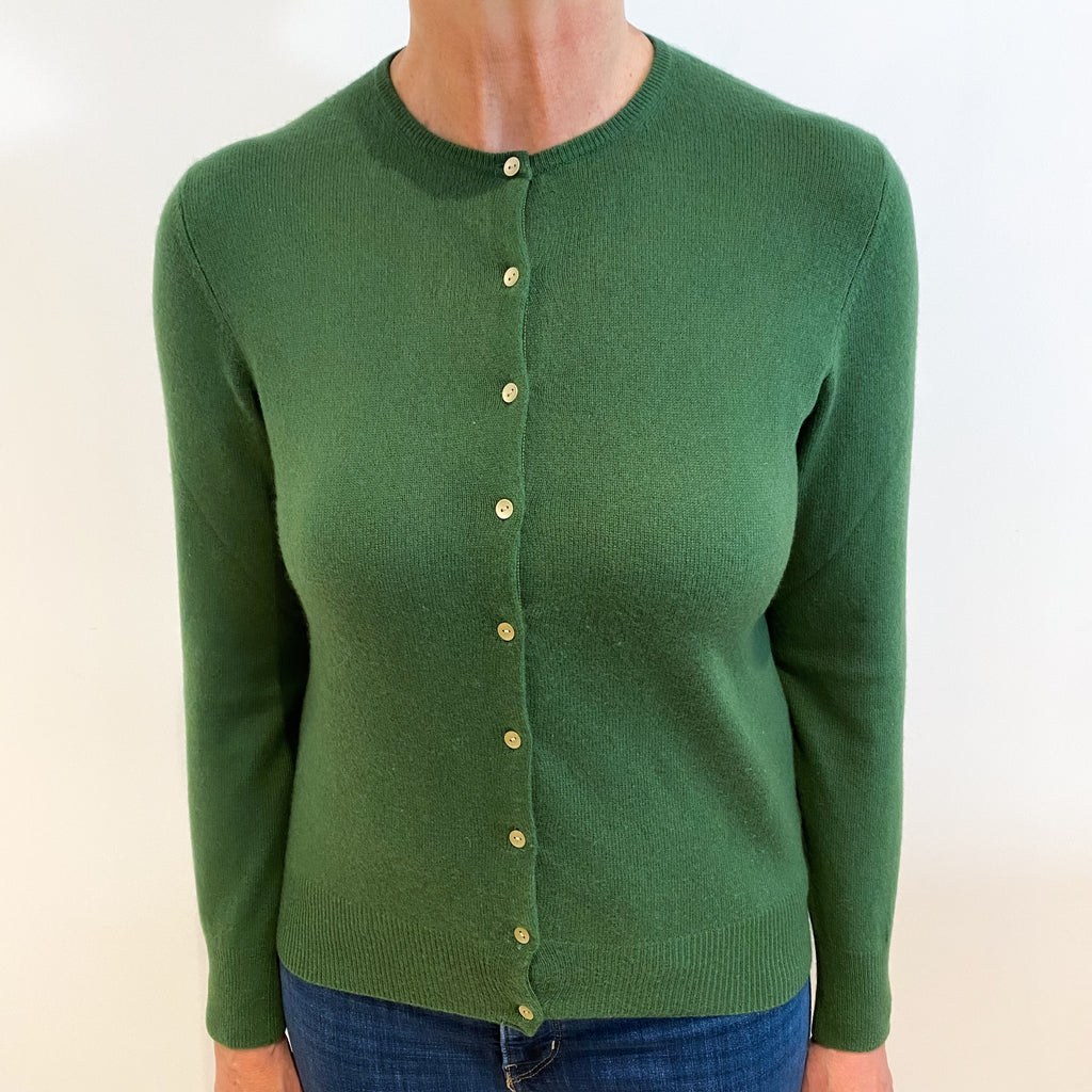 Fern Green Cashmere Crew Neck Cardigan Medium