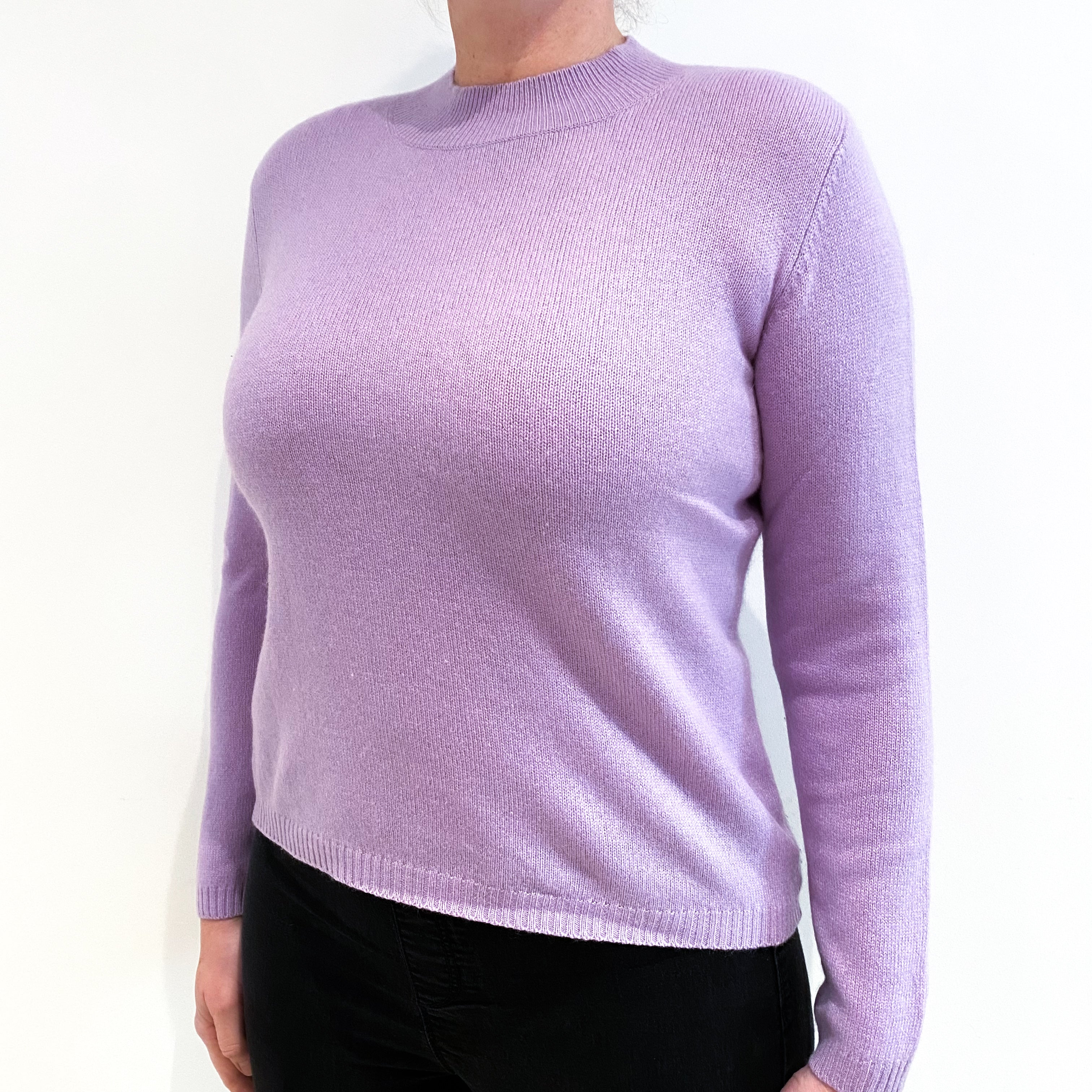 Lilac Purple Cashmere Turtle Neck Jumper Large