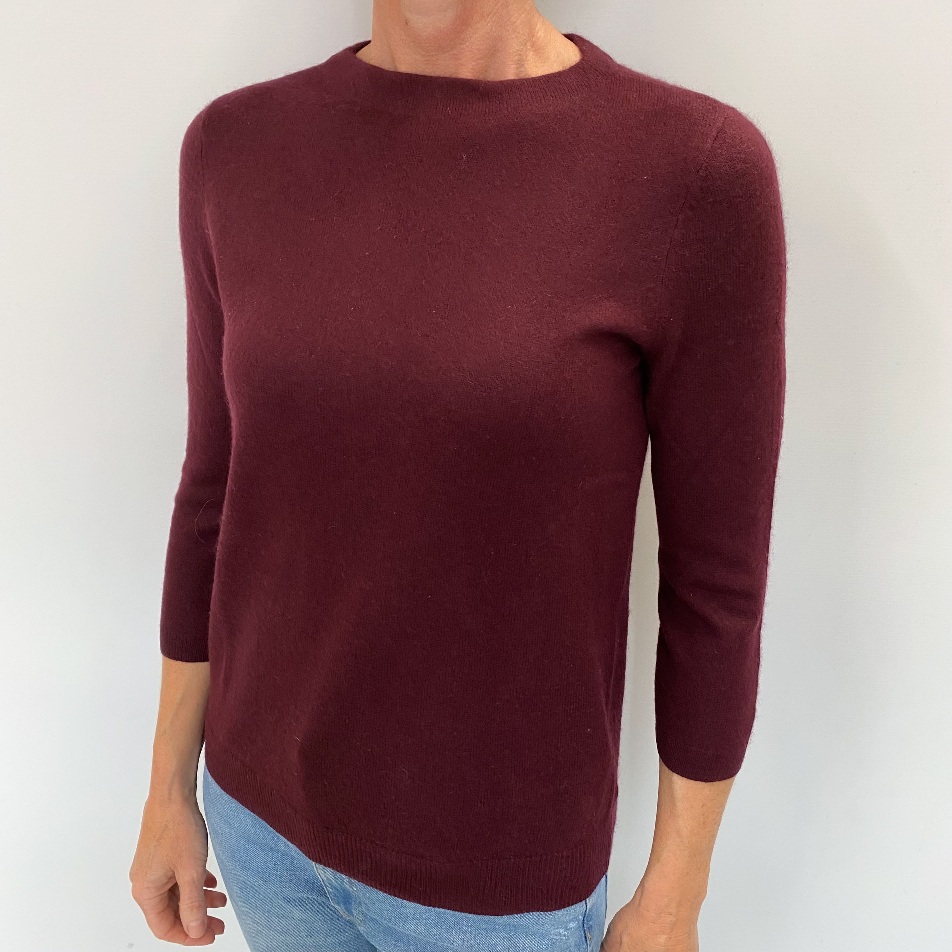 Port Red Cashmere Crew Neck Jumper Small