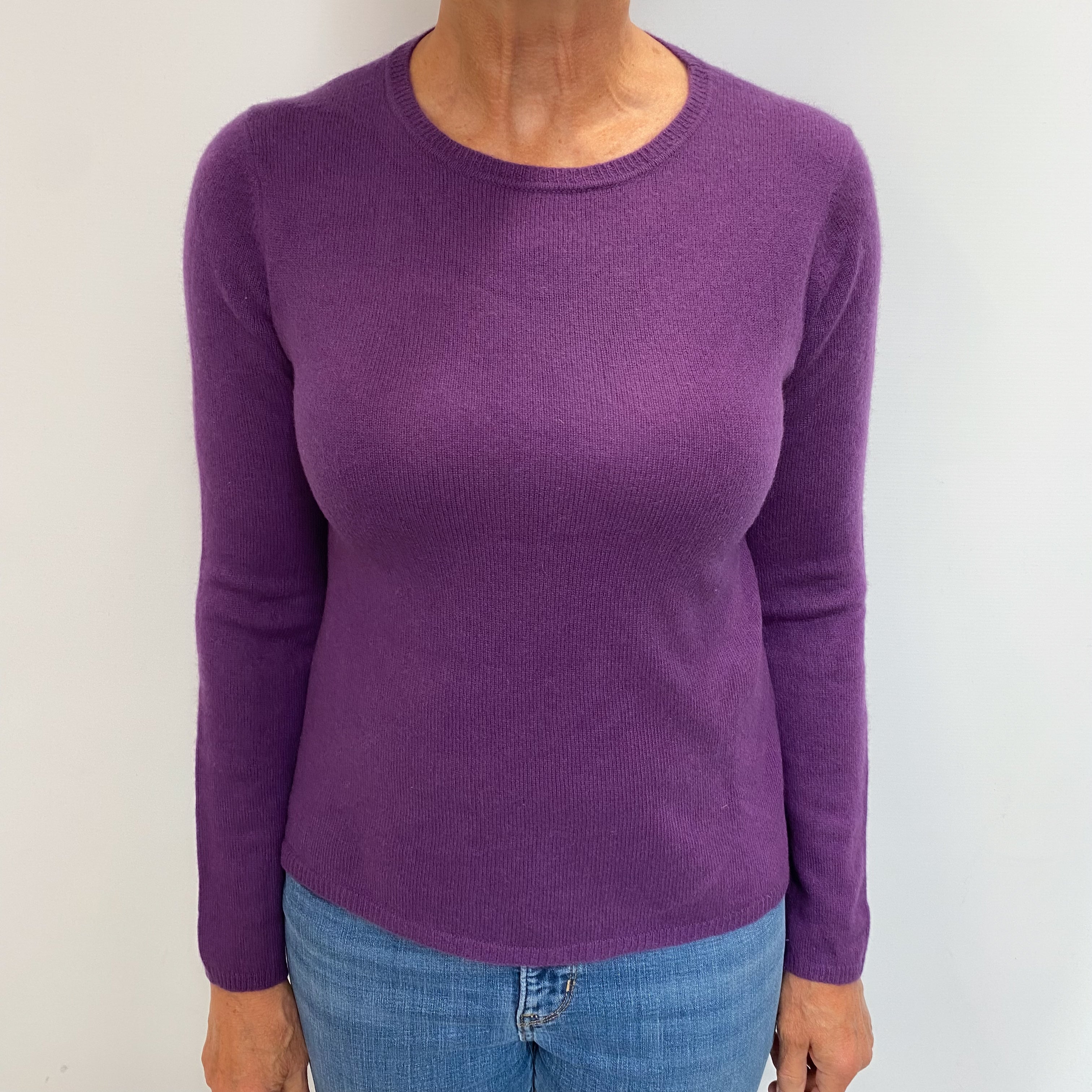 Plum Purple Cashmere Crew Neck Jumper Medium