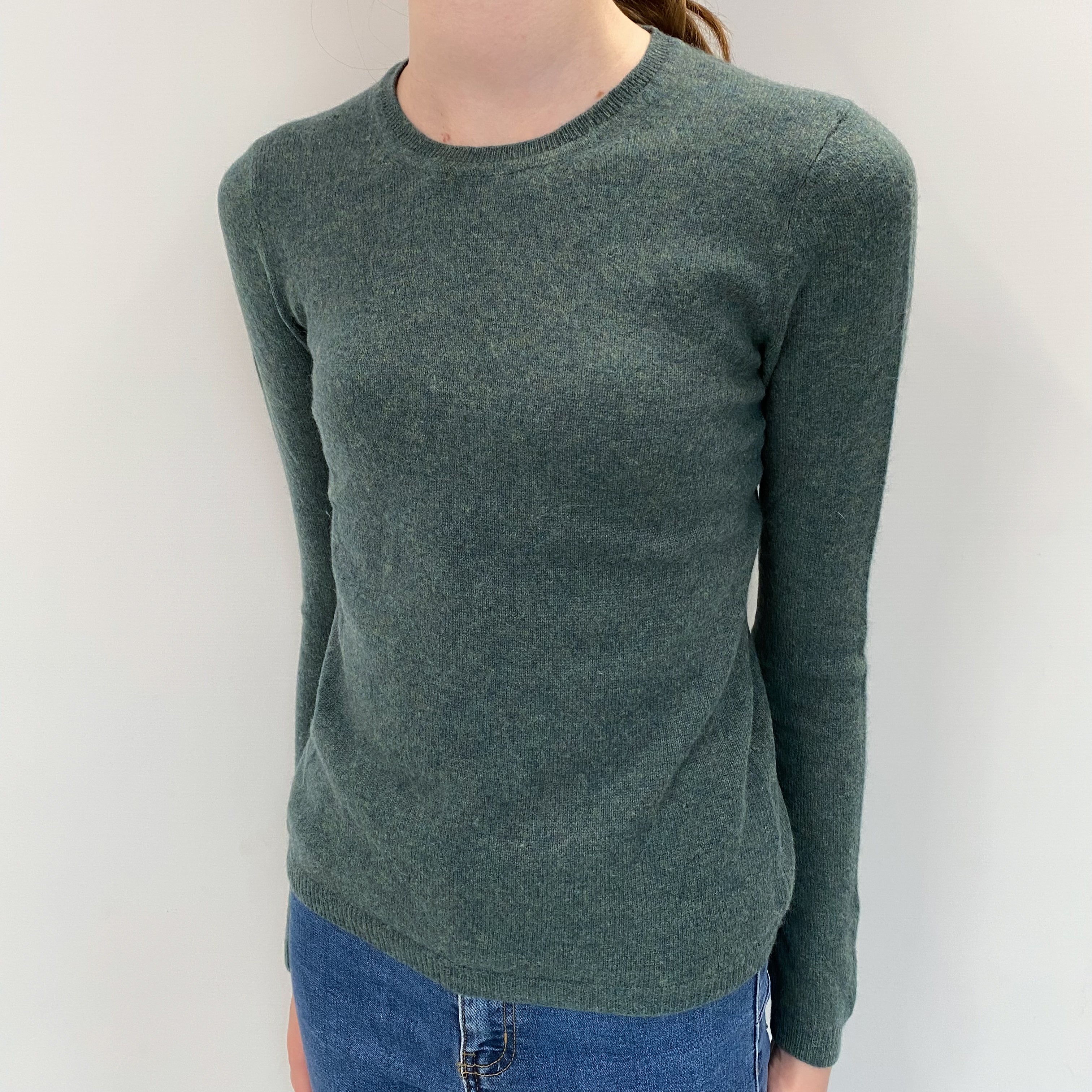Spruce Green Cashmere Crew Neck Jumper Extra Small