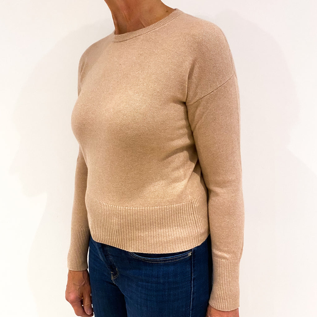 Pale Pink Cashmere Crew Neck Jumper Medium